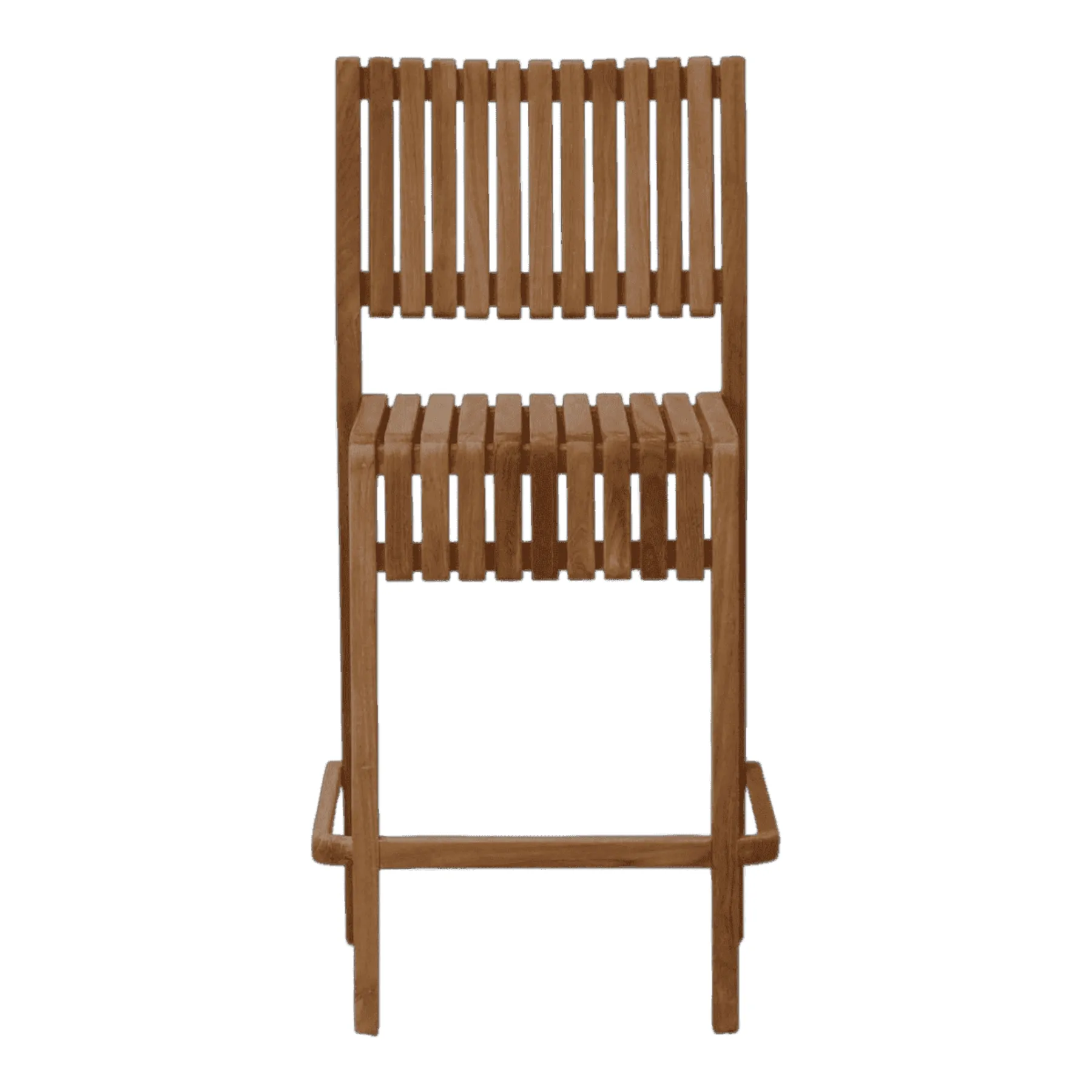 Wooden slatted high chair with footrest