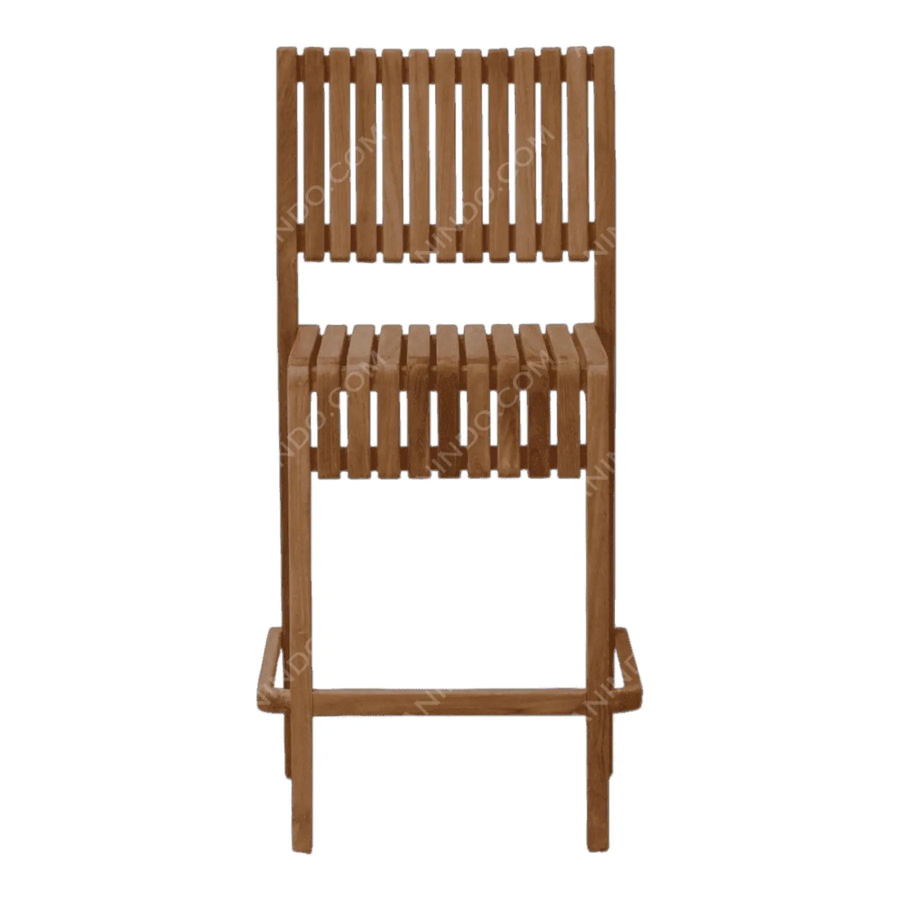Wooden slatted high chair with footrest
