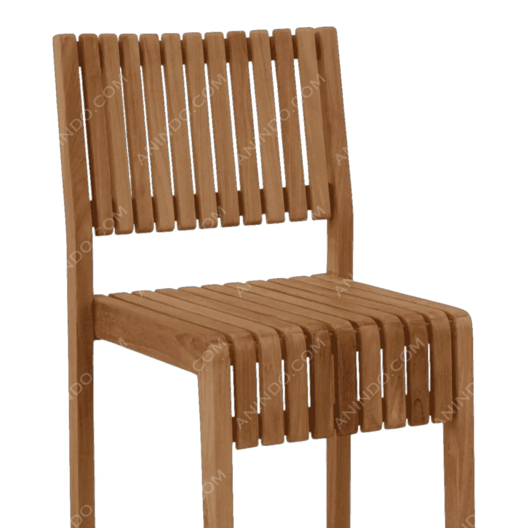 Modern wooden slatted chair with backrest
