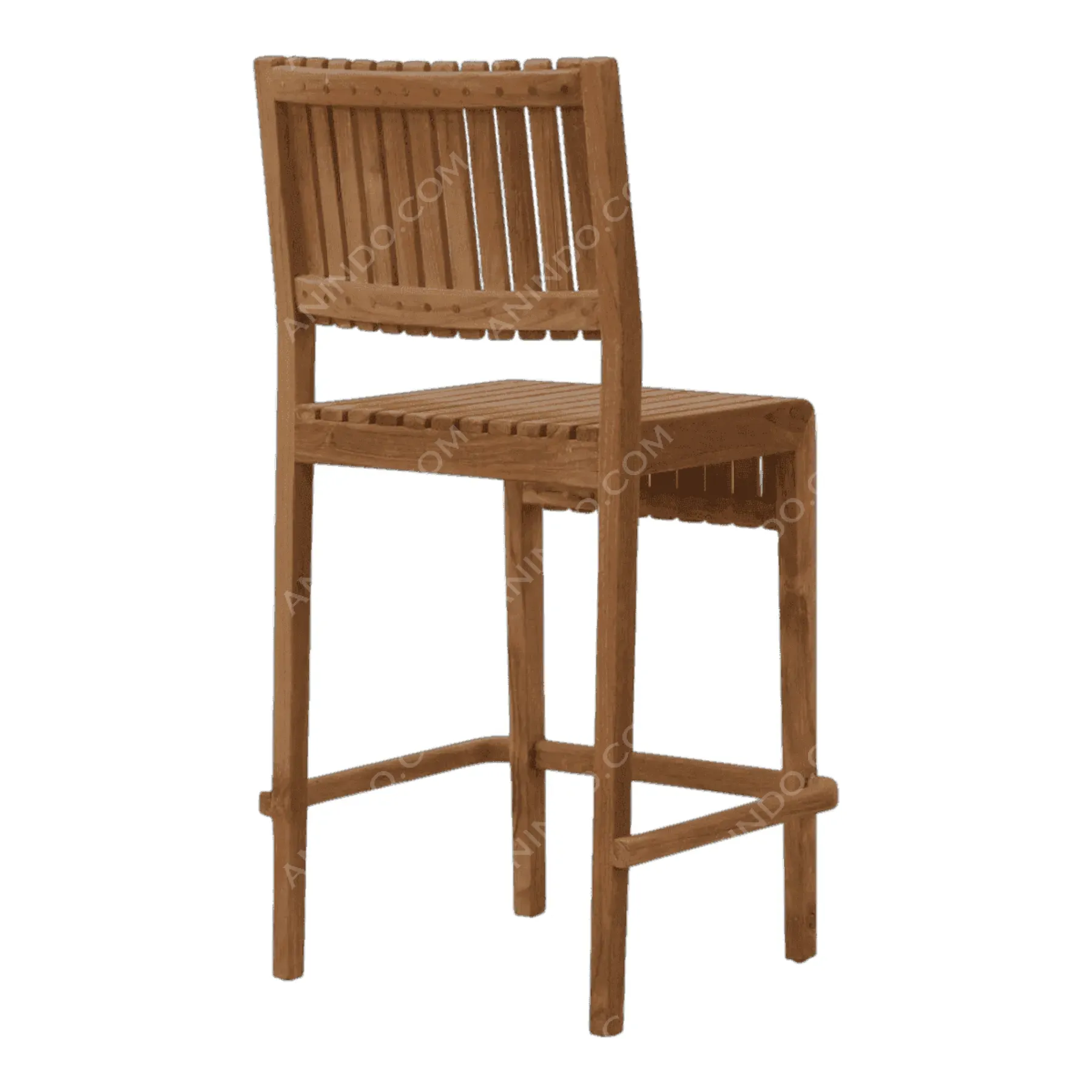Wooden bar stool with slatted backrest