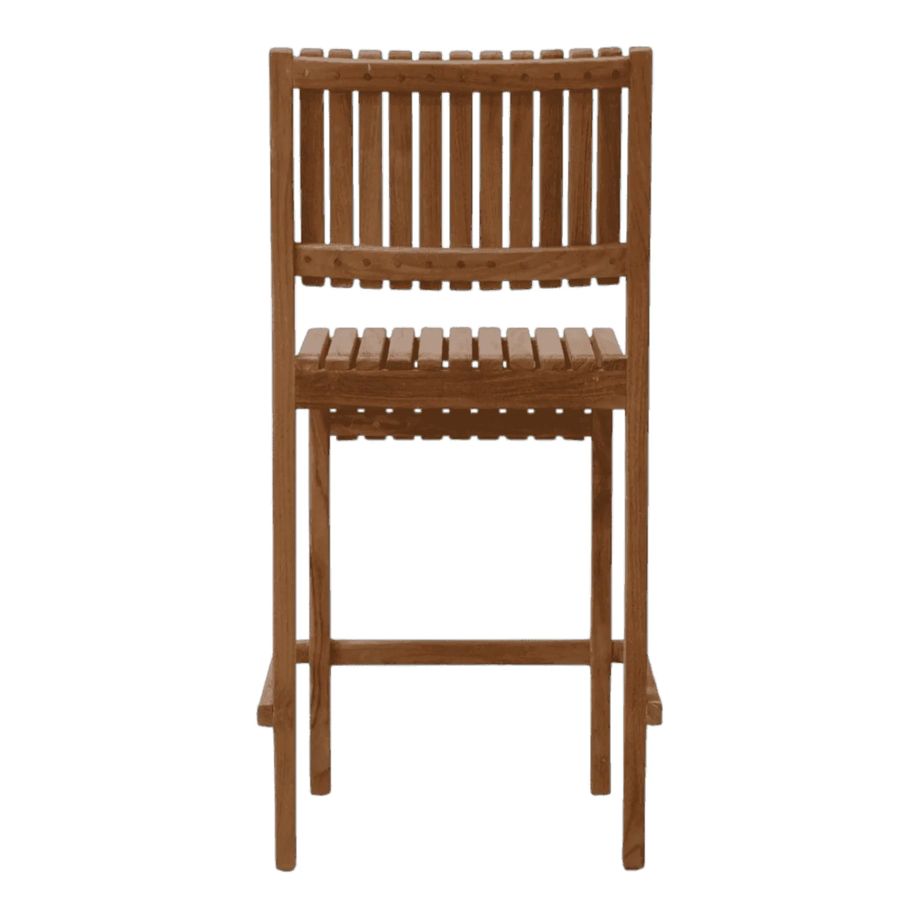 Wooden slatted high chair with backrest
