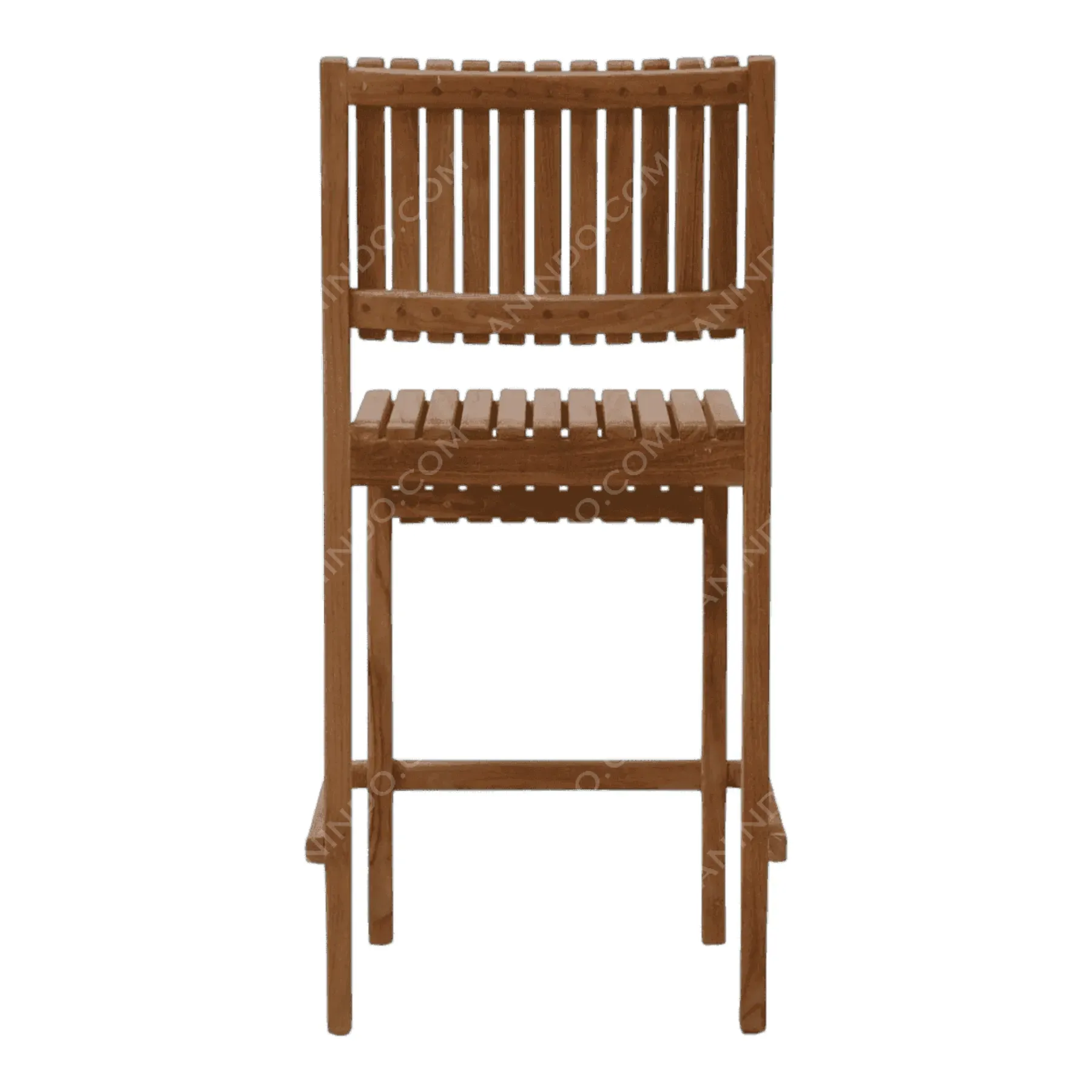 Wooden slatted high chair with backrest