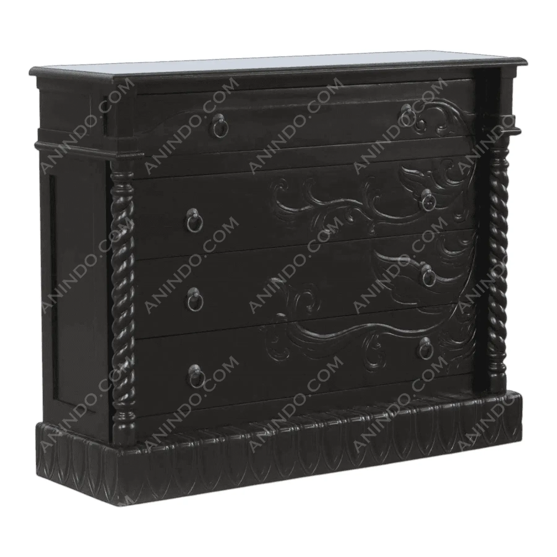 Ebonized Carved Commode - Image 2