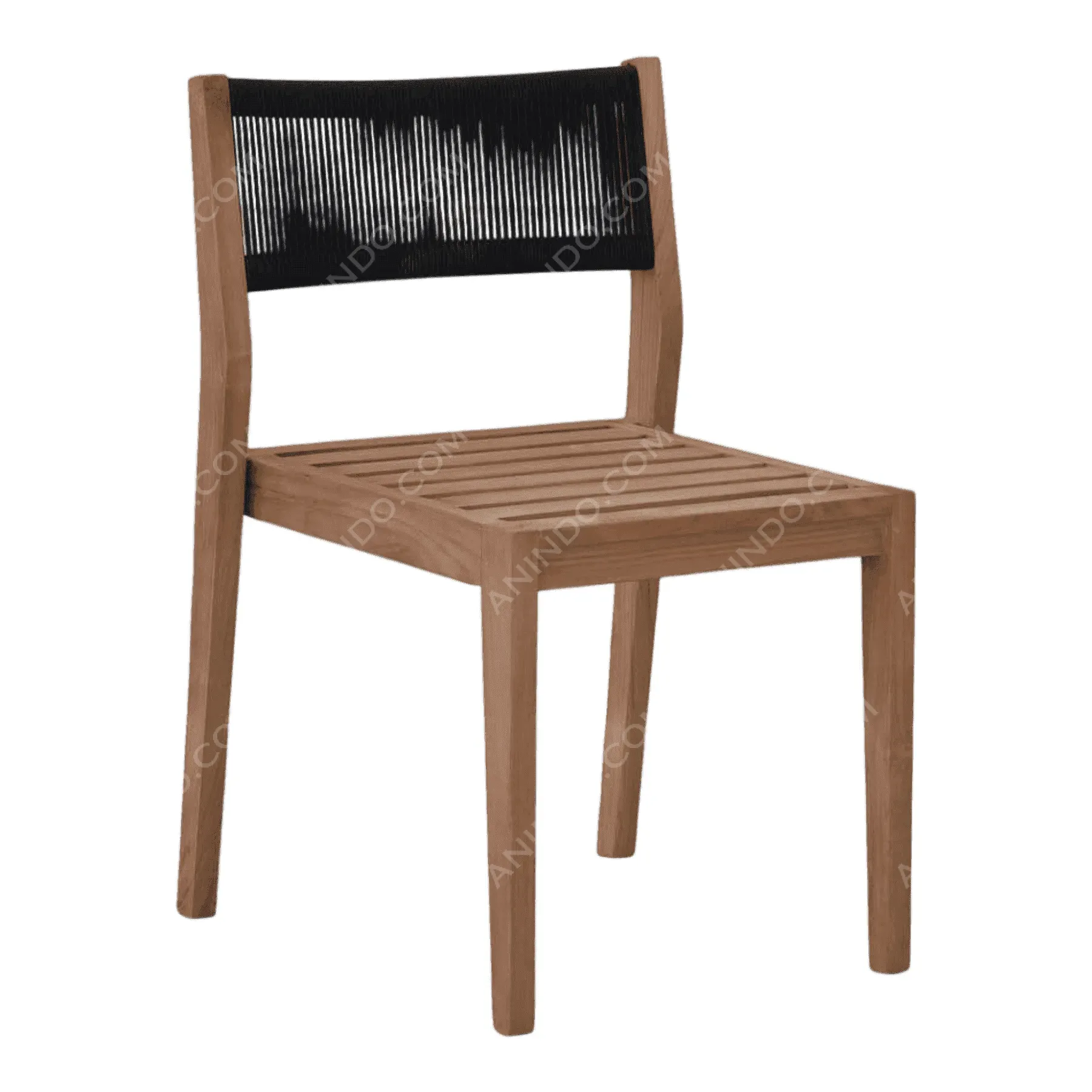 Teak & Rope Dining Chair (Black) - Image 2