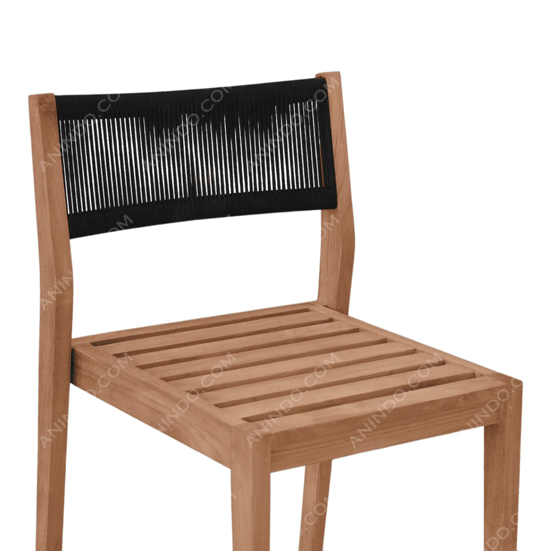 Teak & Rope Dining Chair (Black) - Image 3