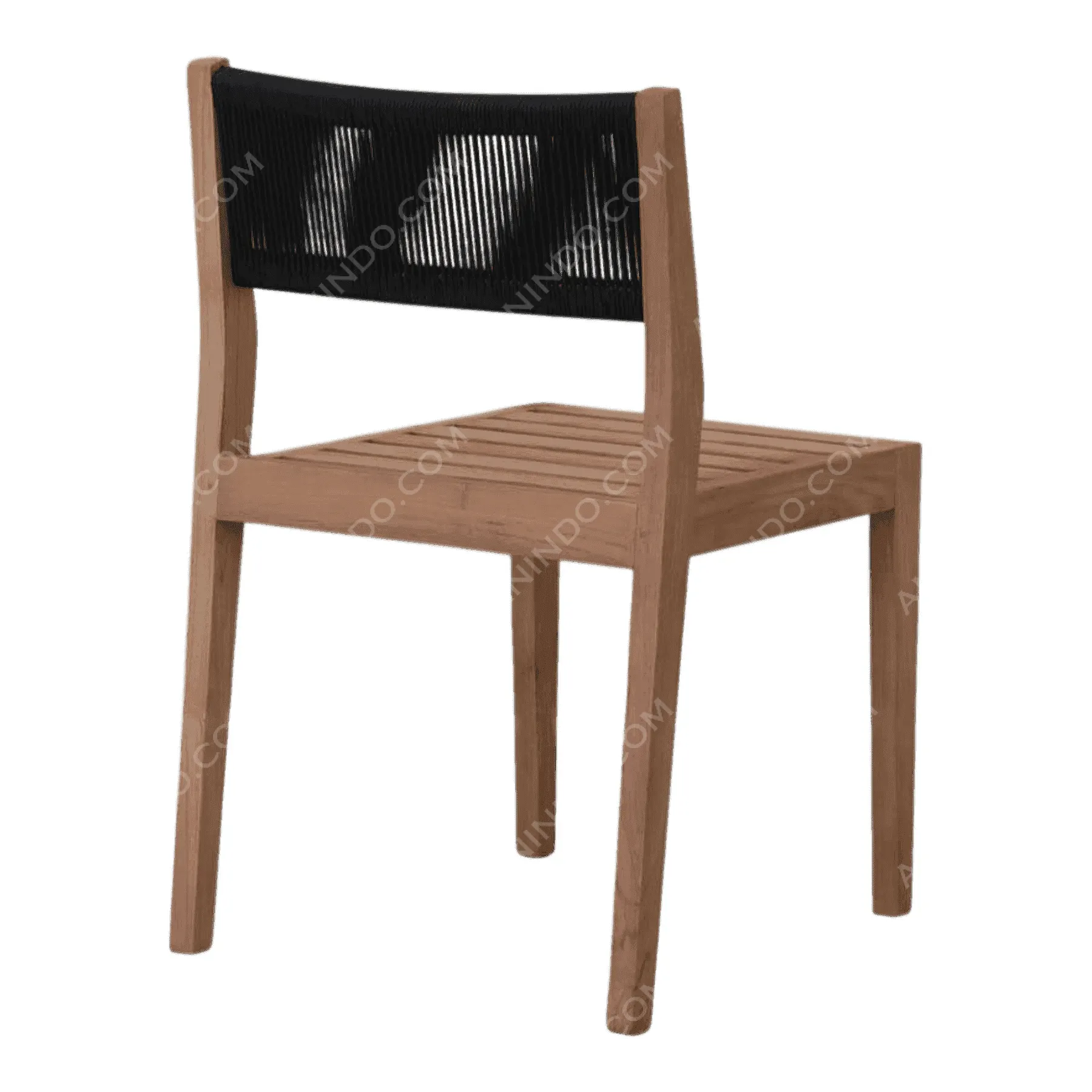 Teak & Rope Dining Chair (Black) - Image 5