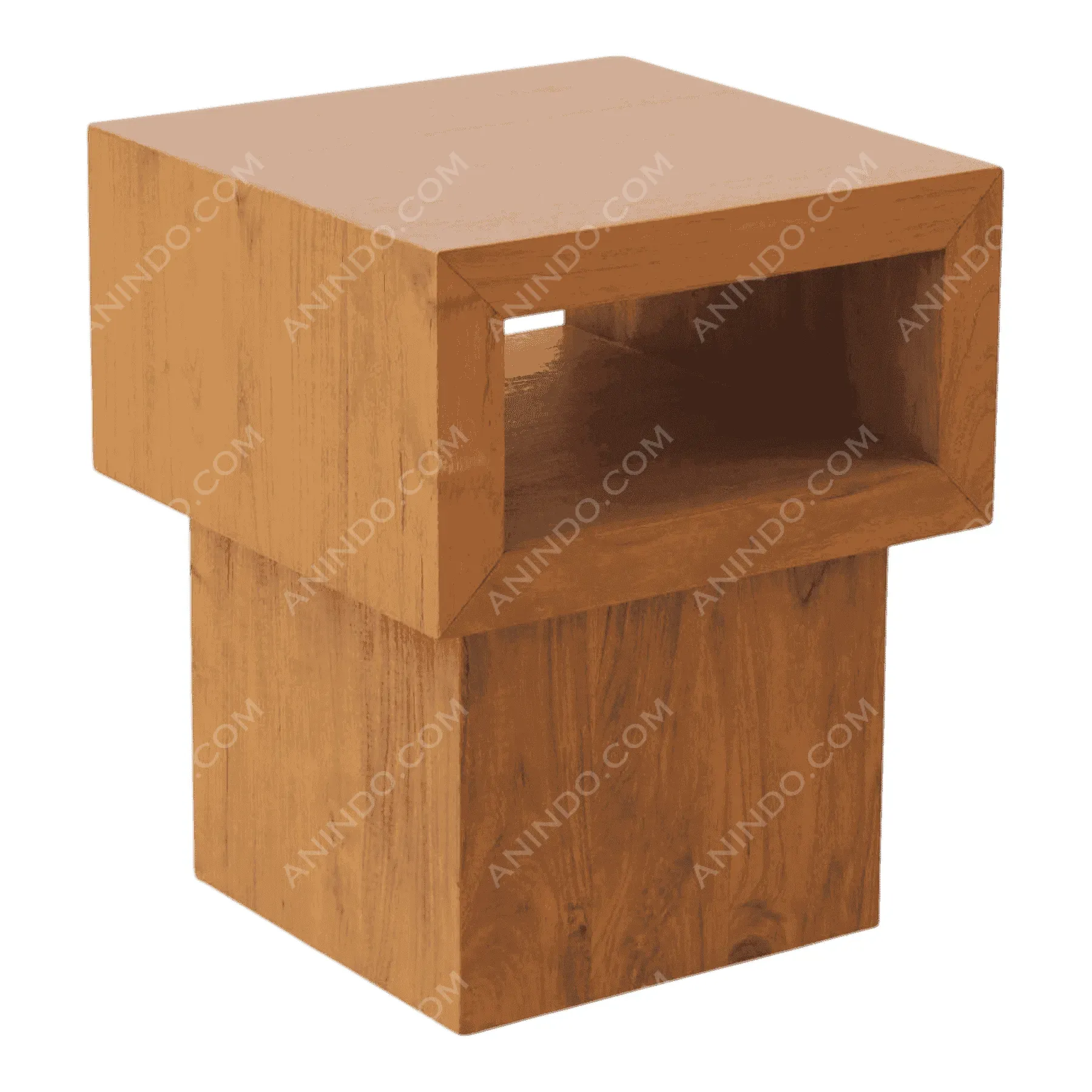 Modern wooden side table with open shelf