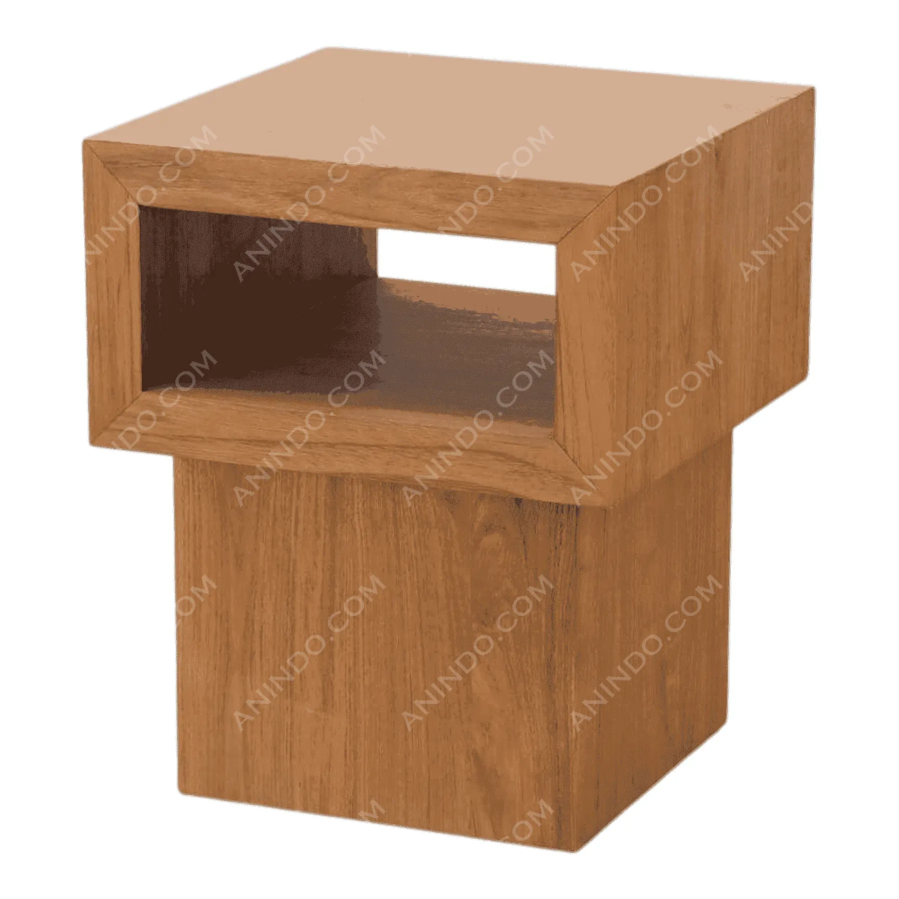 Modern wooden side table with open shelf