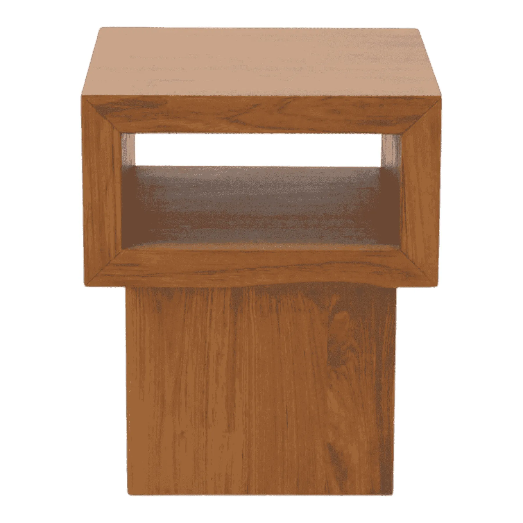 Modern wooden side table with open shelf