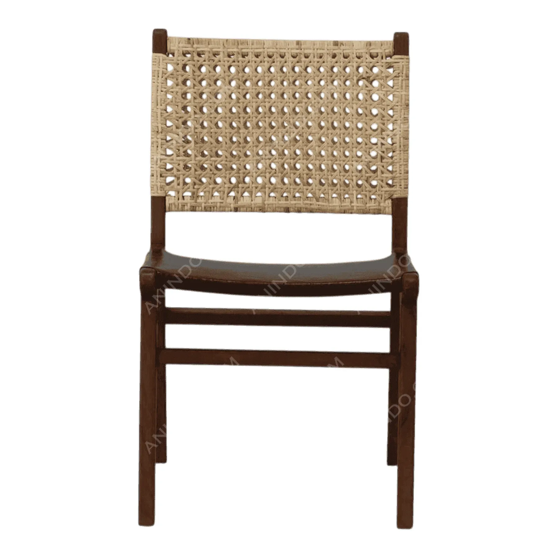Rattan & Leather Dining Chair