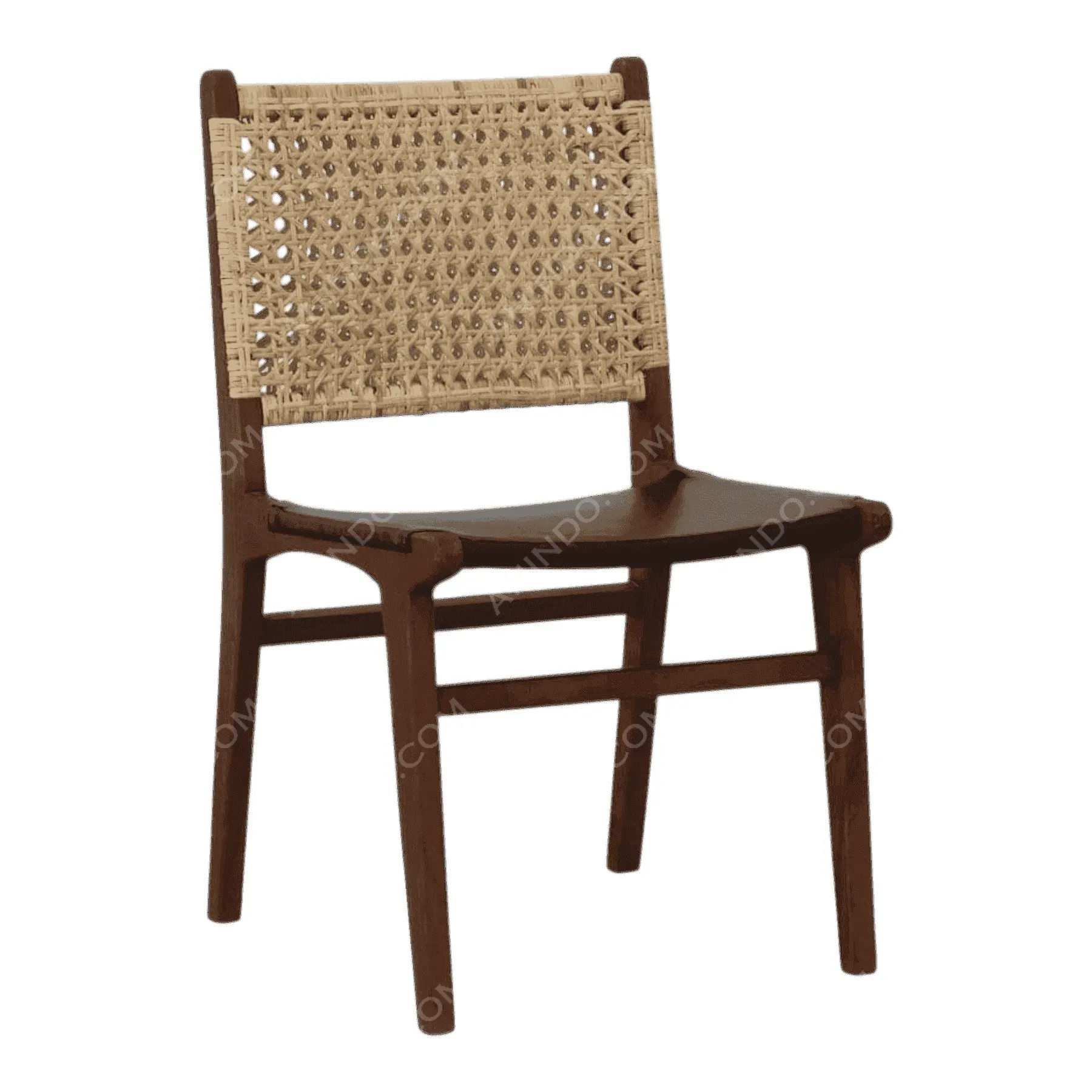 Rattan & Leather Dining Chair - Image 2