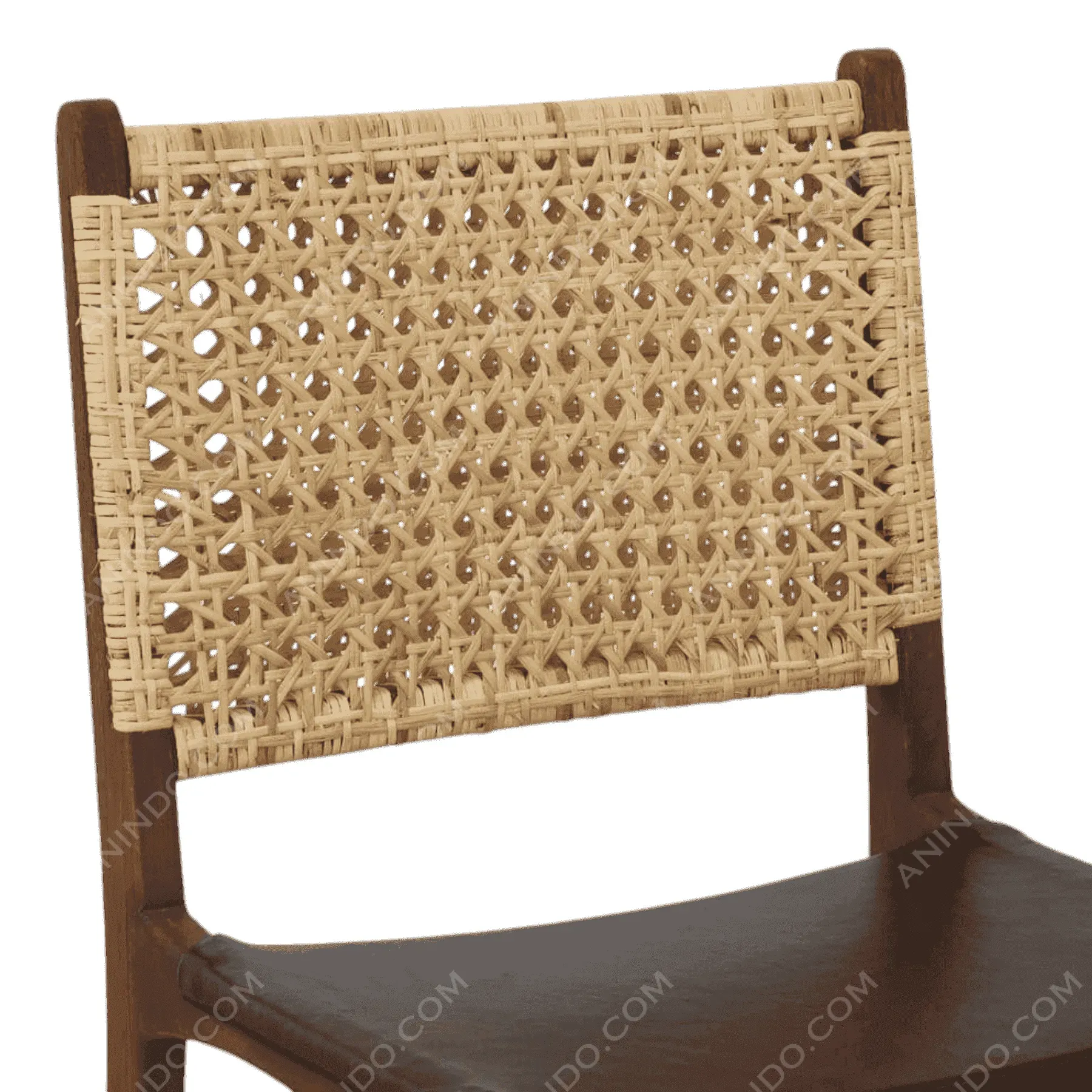 Rattan & Leather Dining Chair - Image 3