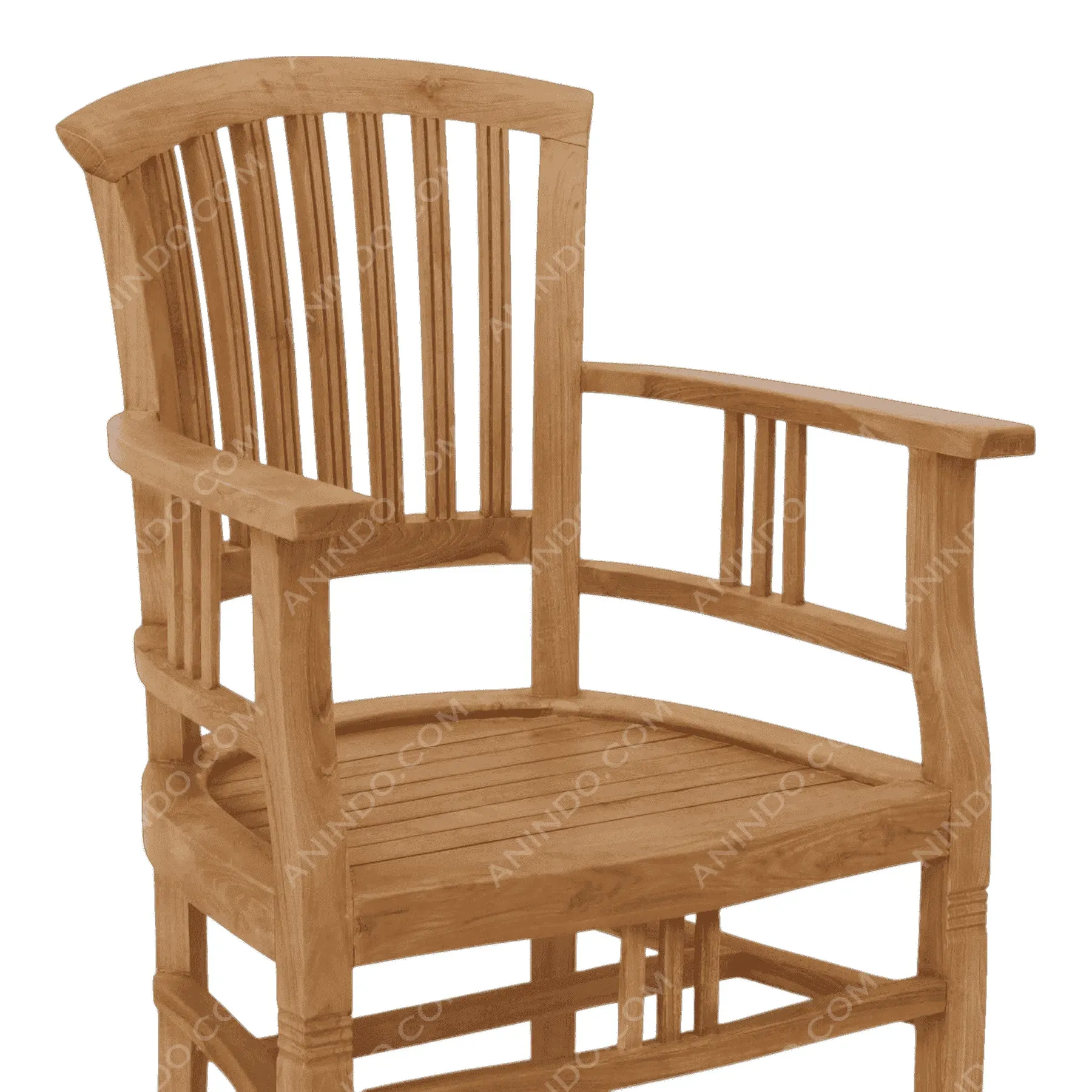 Fan-Back Teak Armchair - Image 5