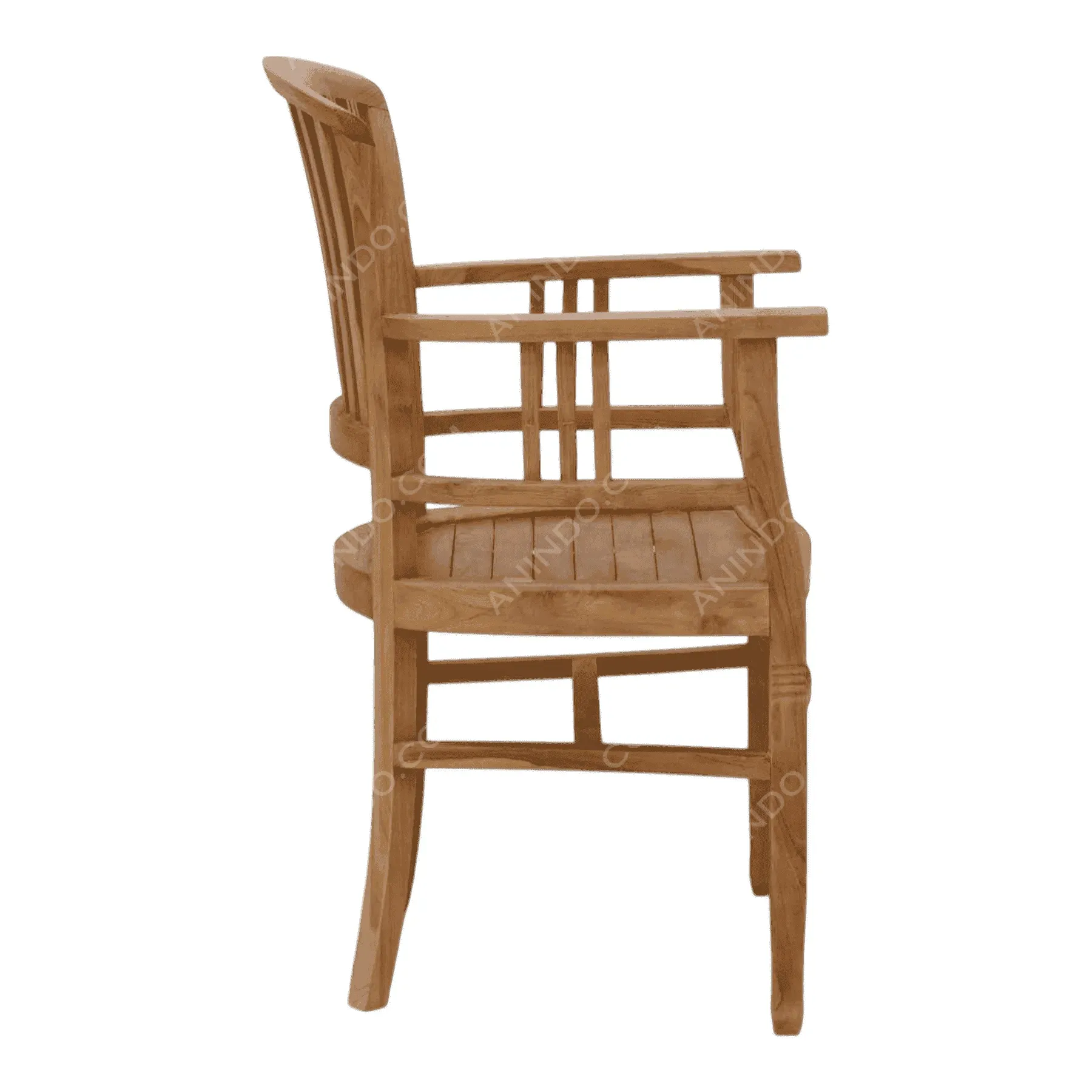 Fan-Back Teak Armchair - Image 4