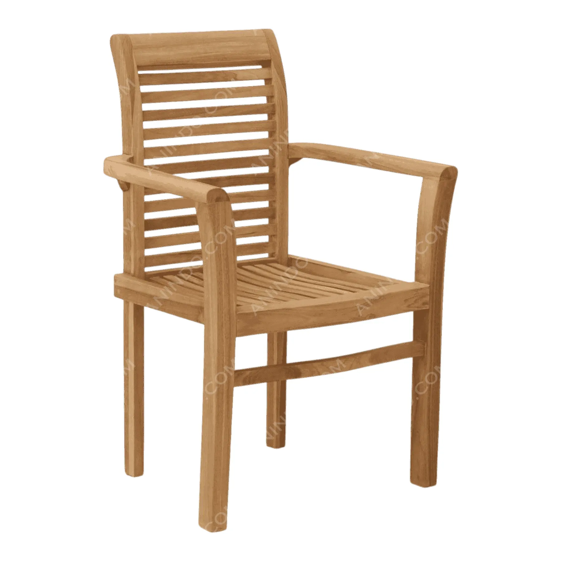 Slat-Back Teak Armchair - Image 2