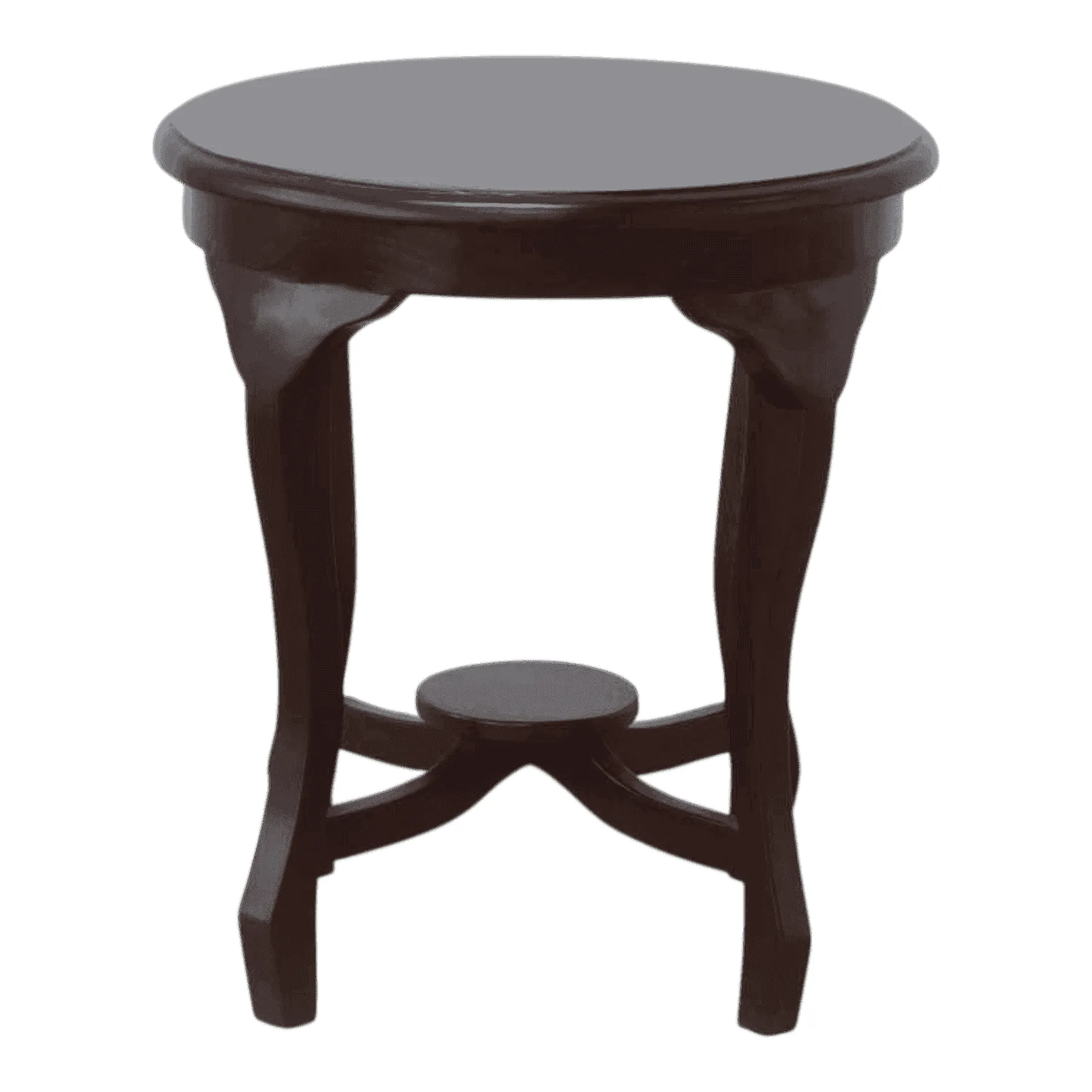Dark brown wooden round side table