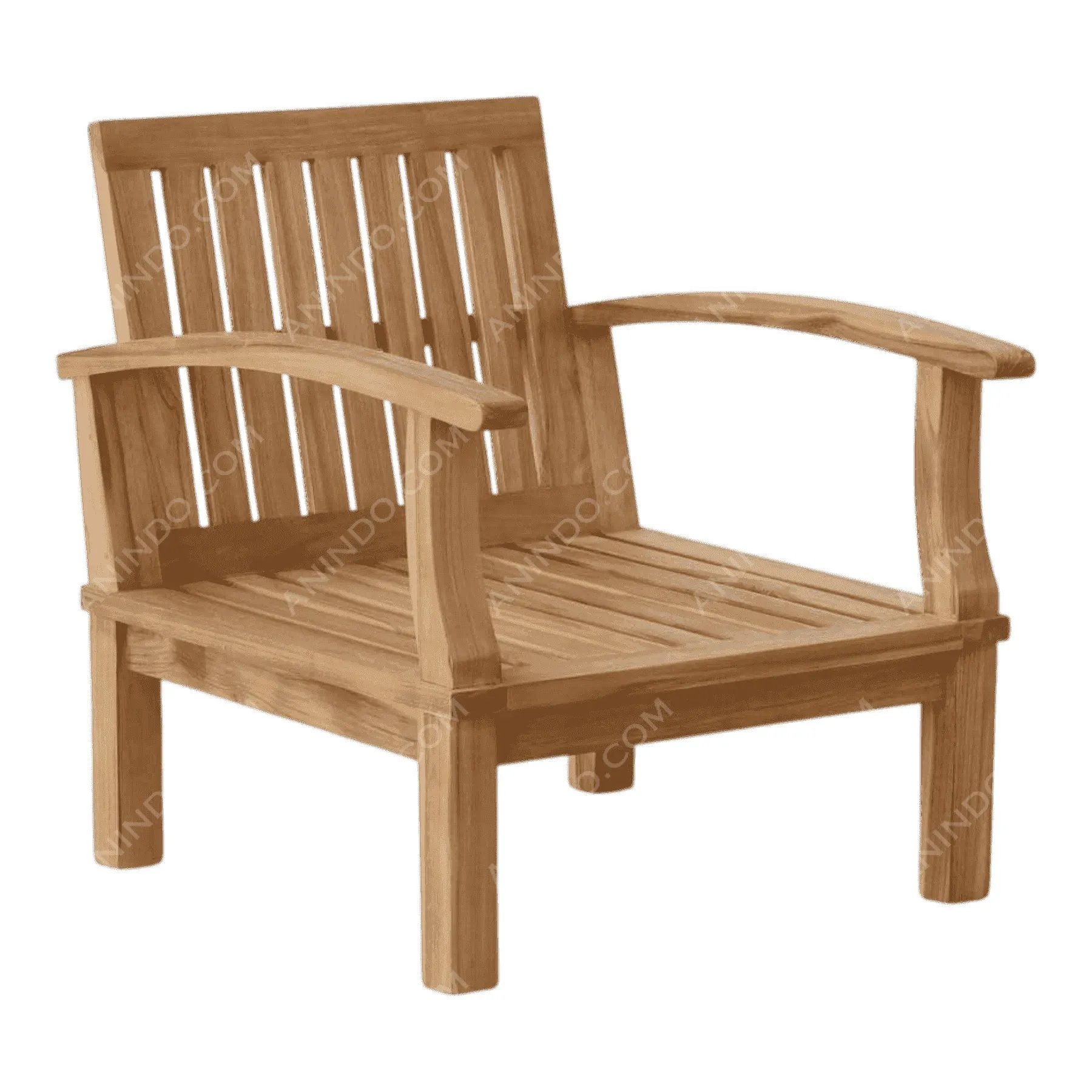 Wooden outdoor armchair with slatted design
