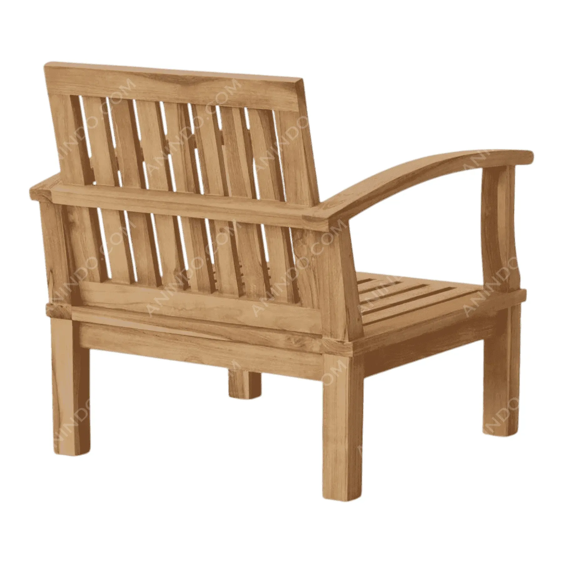 Wooden outdoor bench with slatted backrest