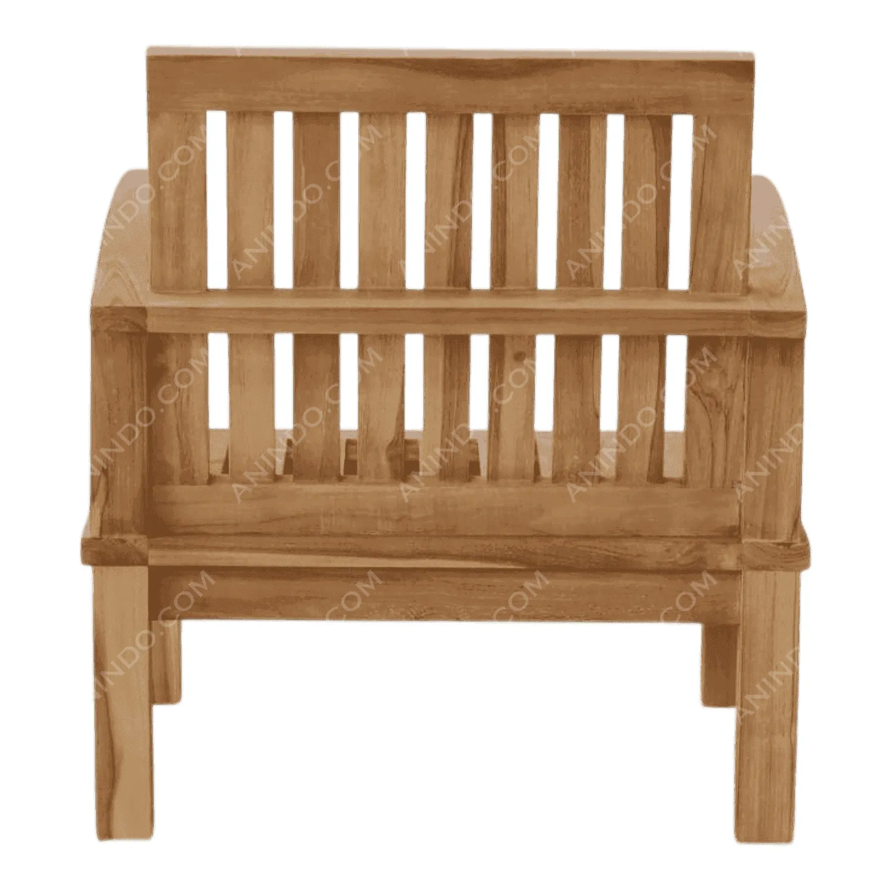 Wooden bench with vertical slat backrest