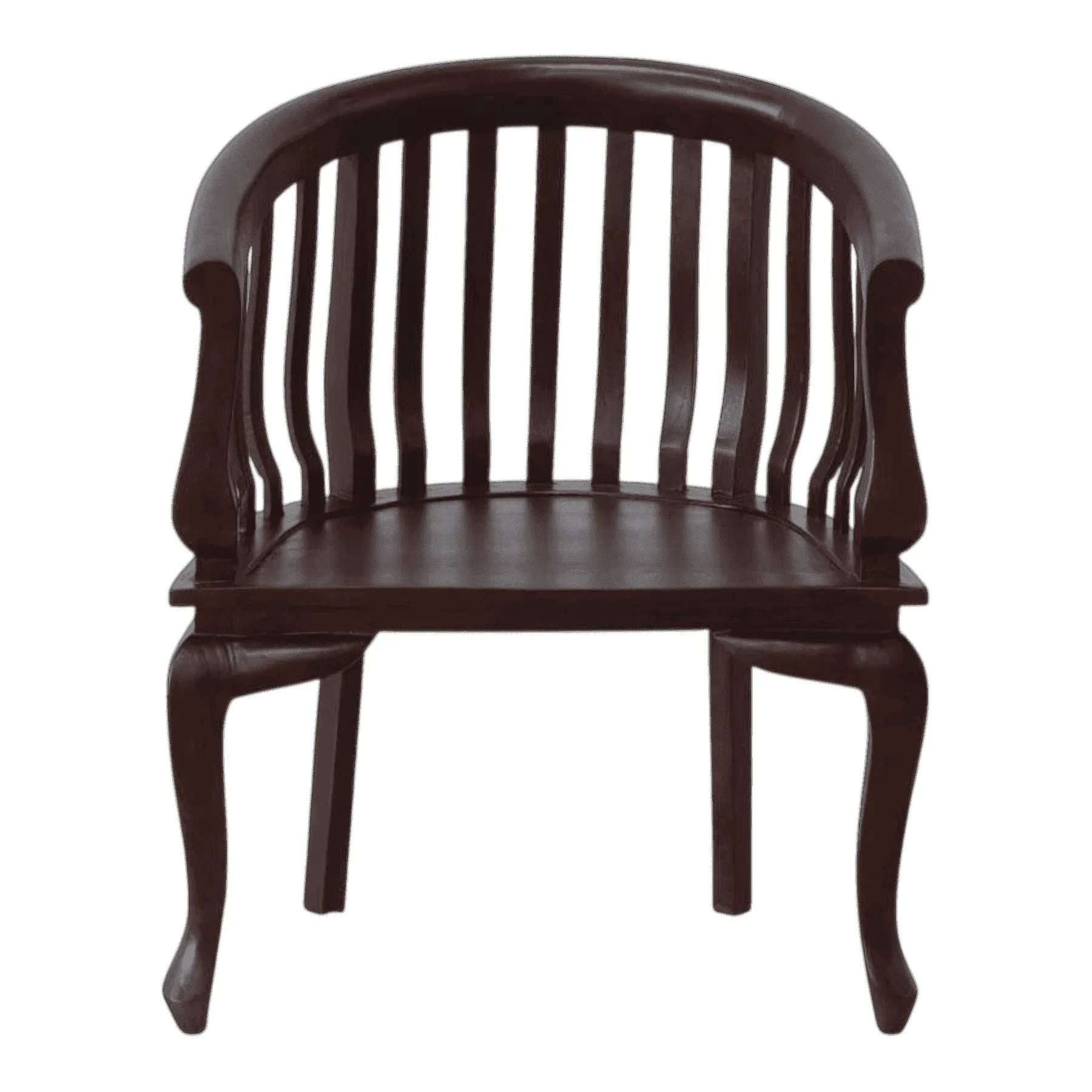 Dark wooden chair with curved backrest