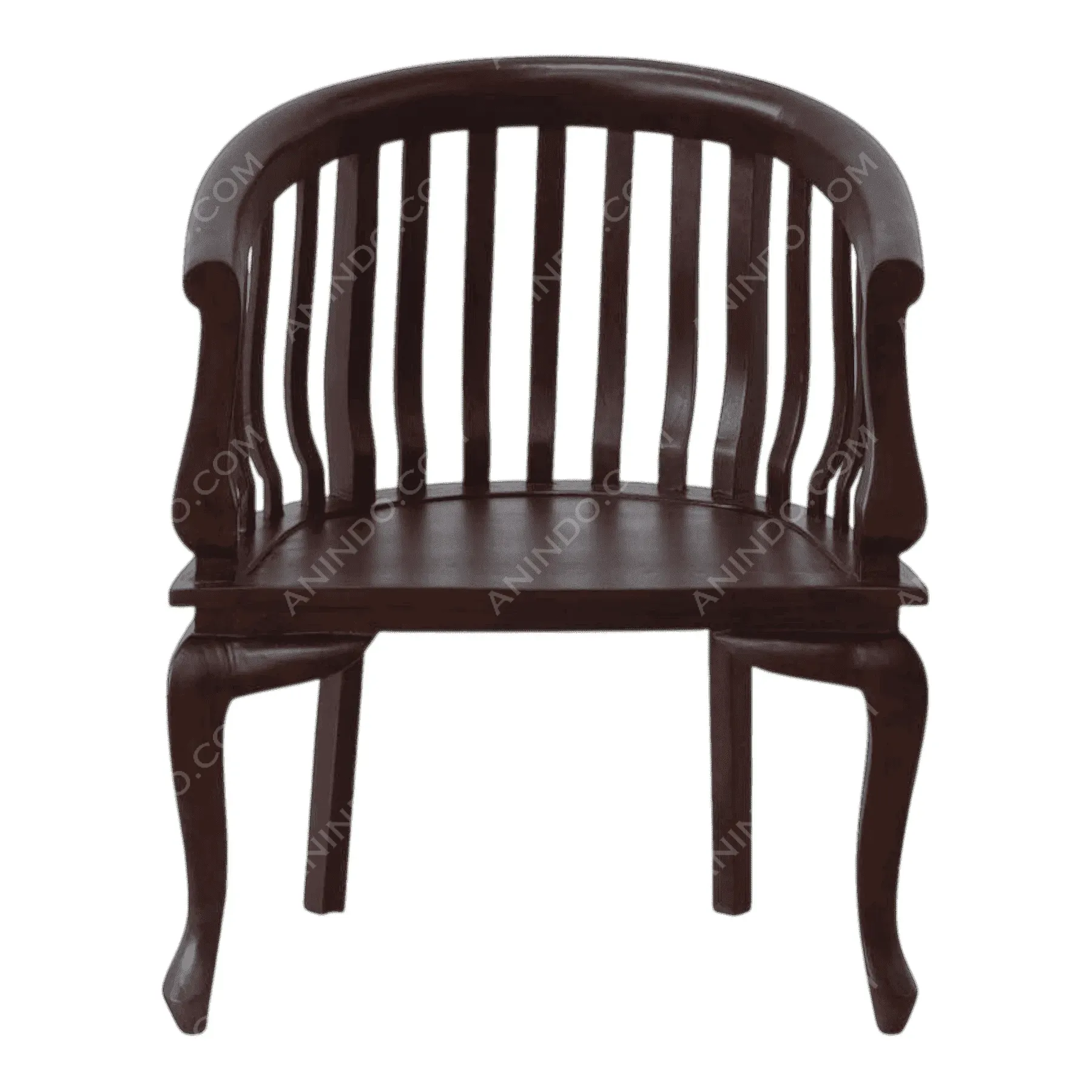 Dark wooden chair with curved backrest