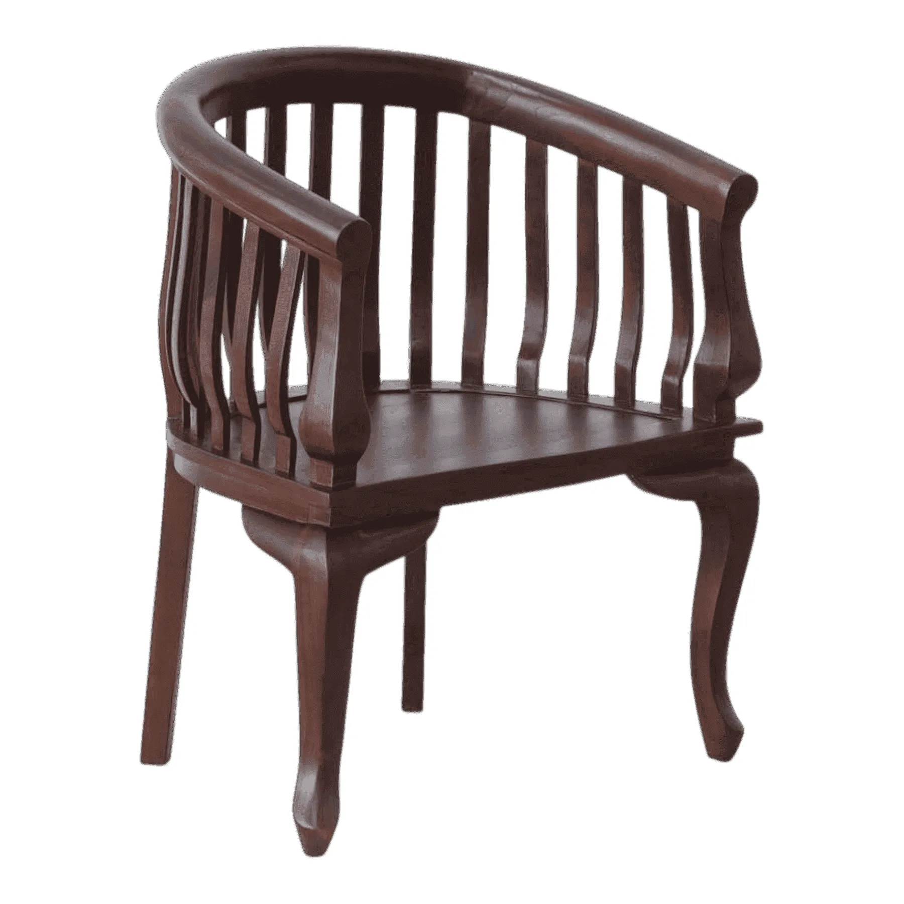 Dark wooden armchair with curved backrest