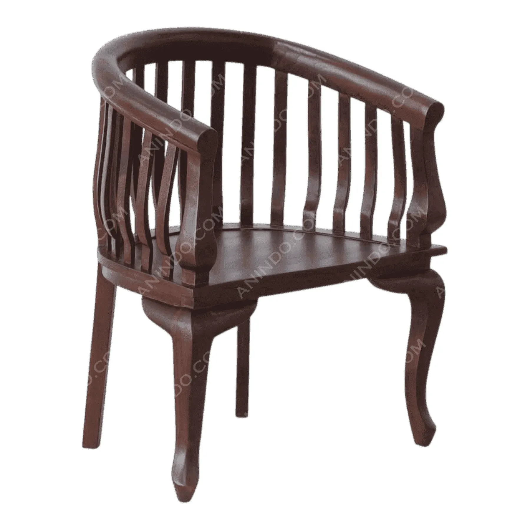 Dark wooden armchair with curved backrest