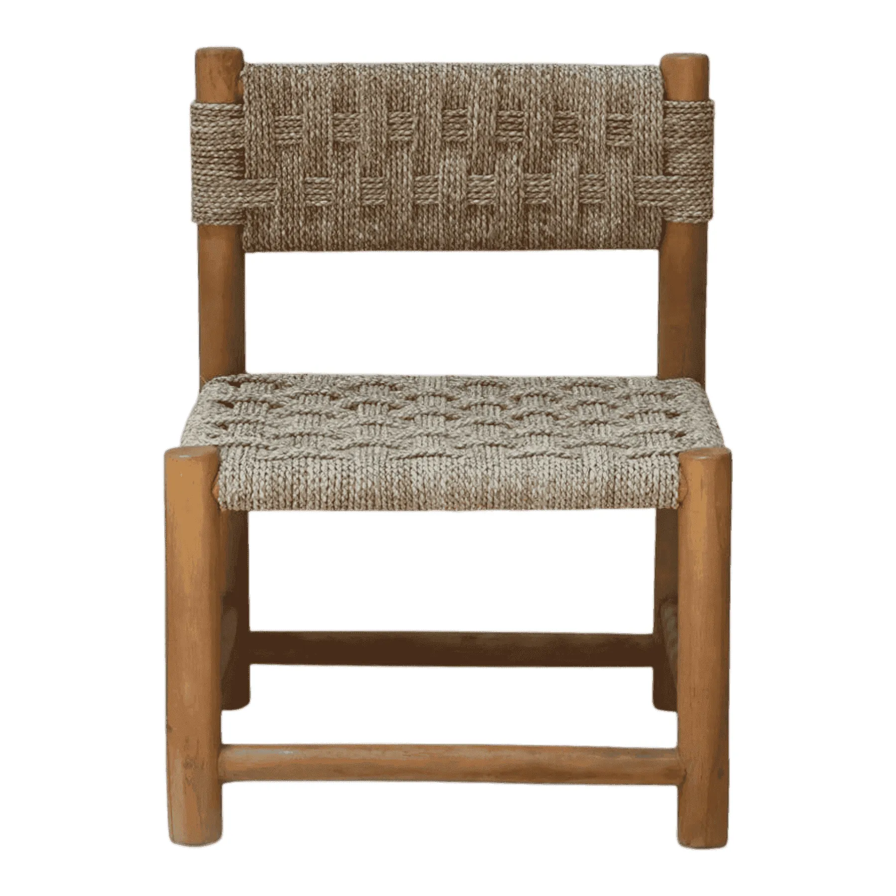 Wooden chair with woven rope seat and backrest