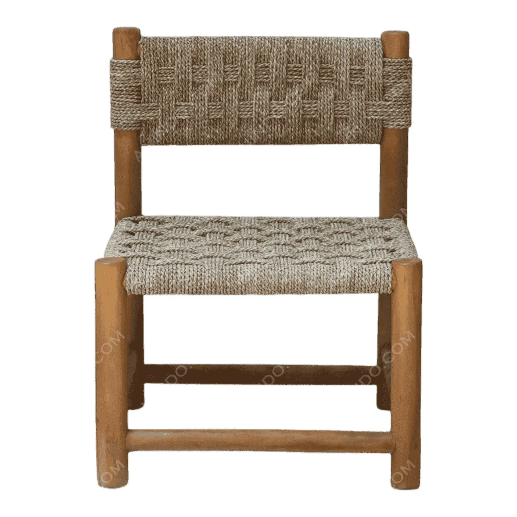 Wooden chair with woven rope seat and backrest