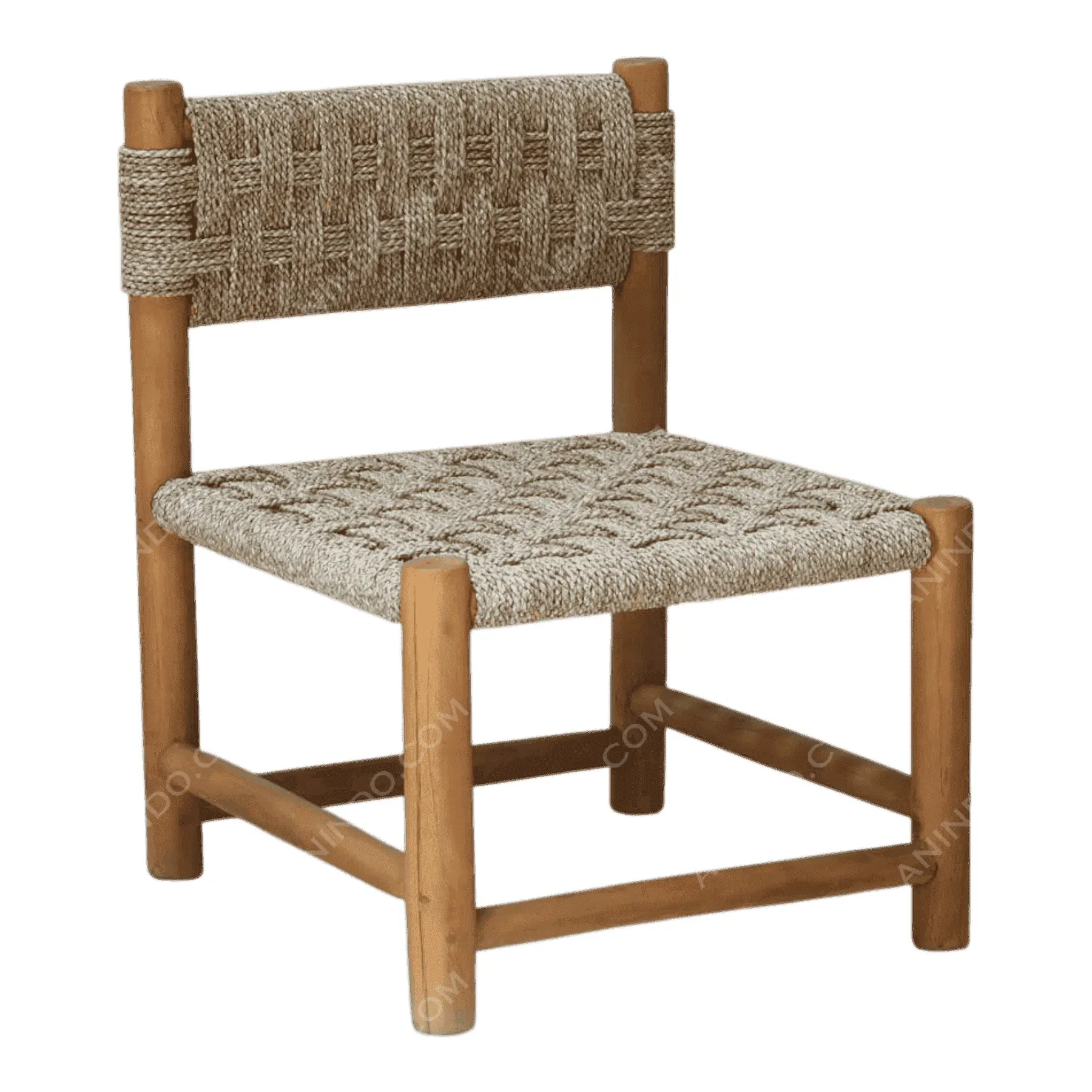 Woven rope chair with wooden frame