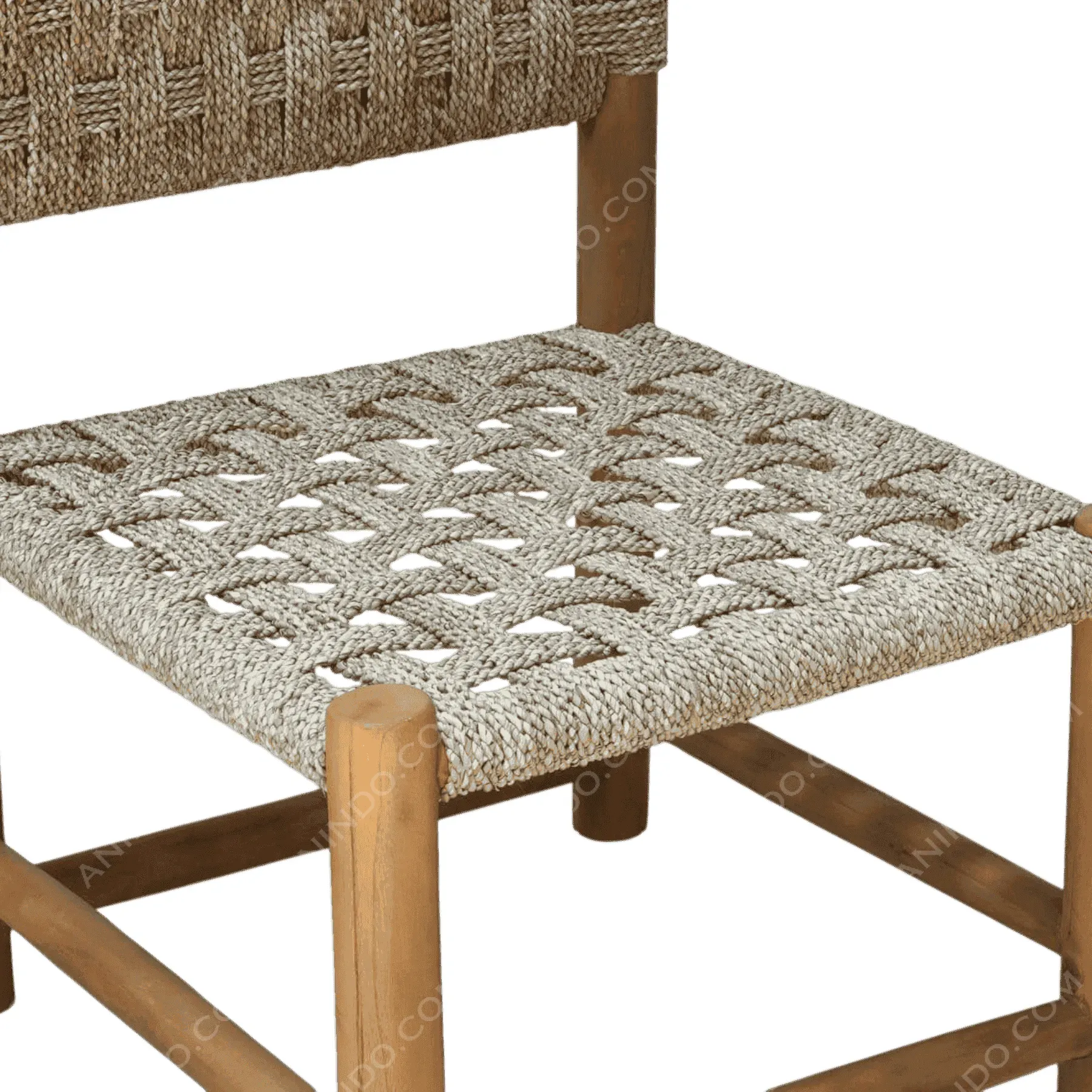 Woven rope chair with wooden frame