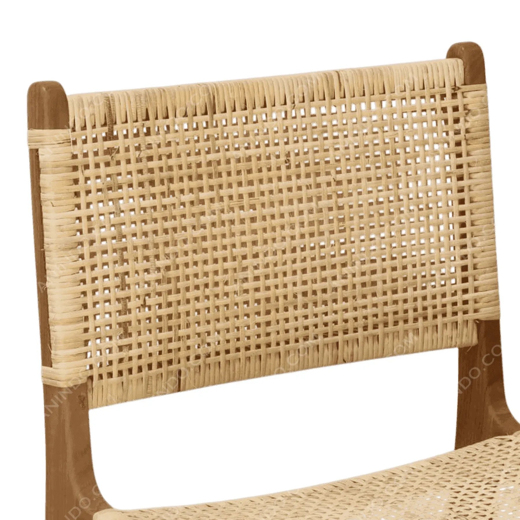 Close-up of woven rattan chair backrest