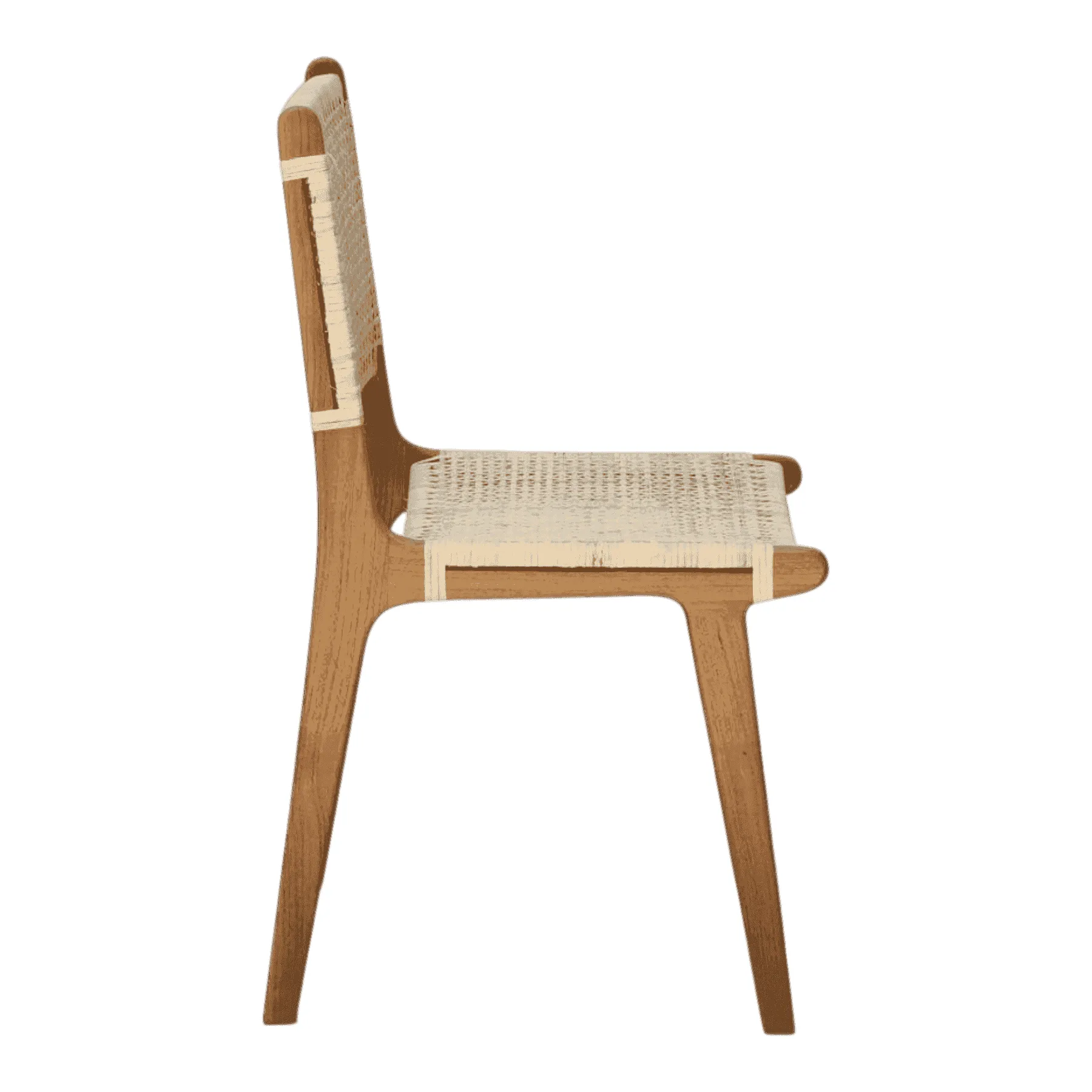 Wooden chair with woven seat and backrest