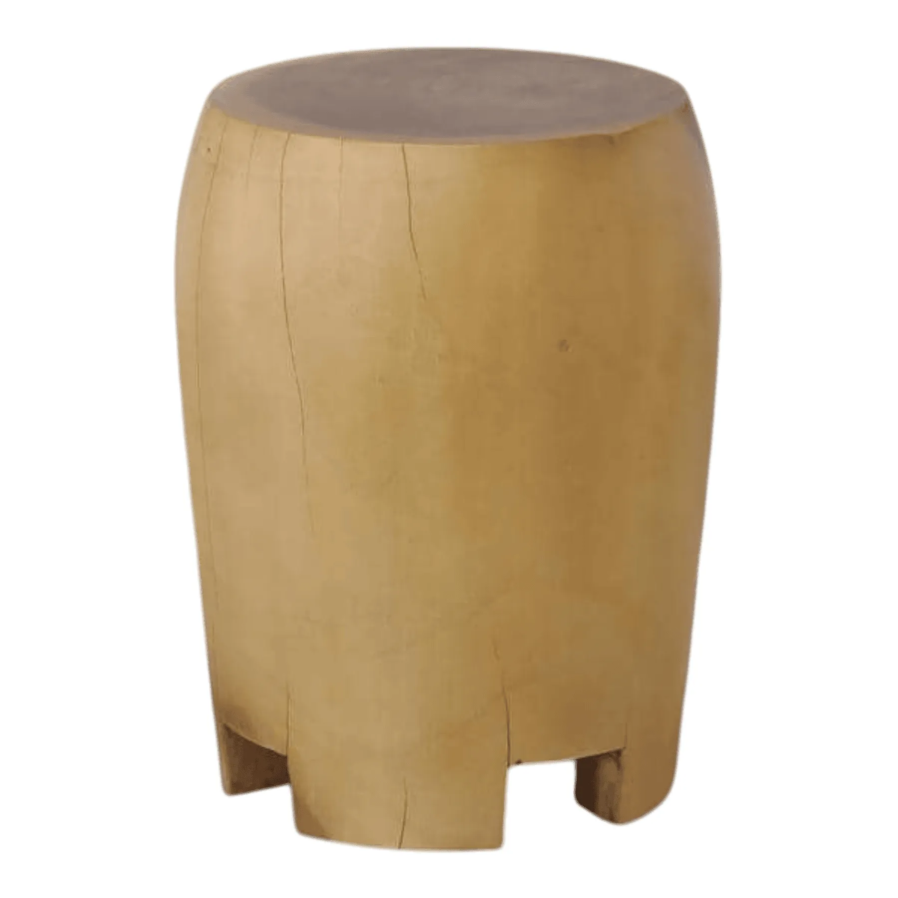 Round wooden stool with natural finish