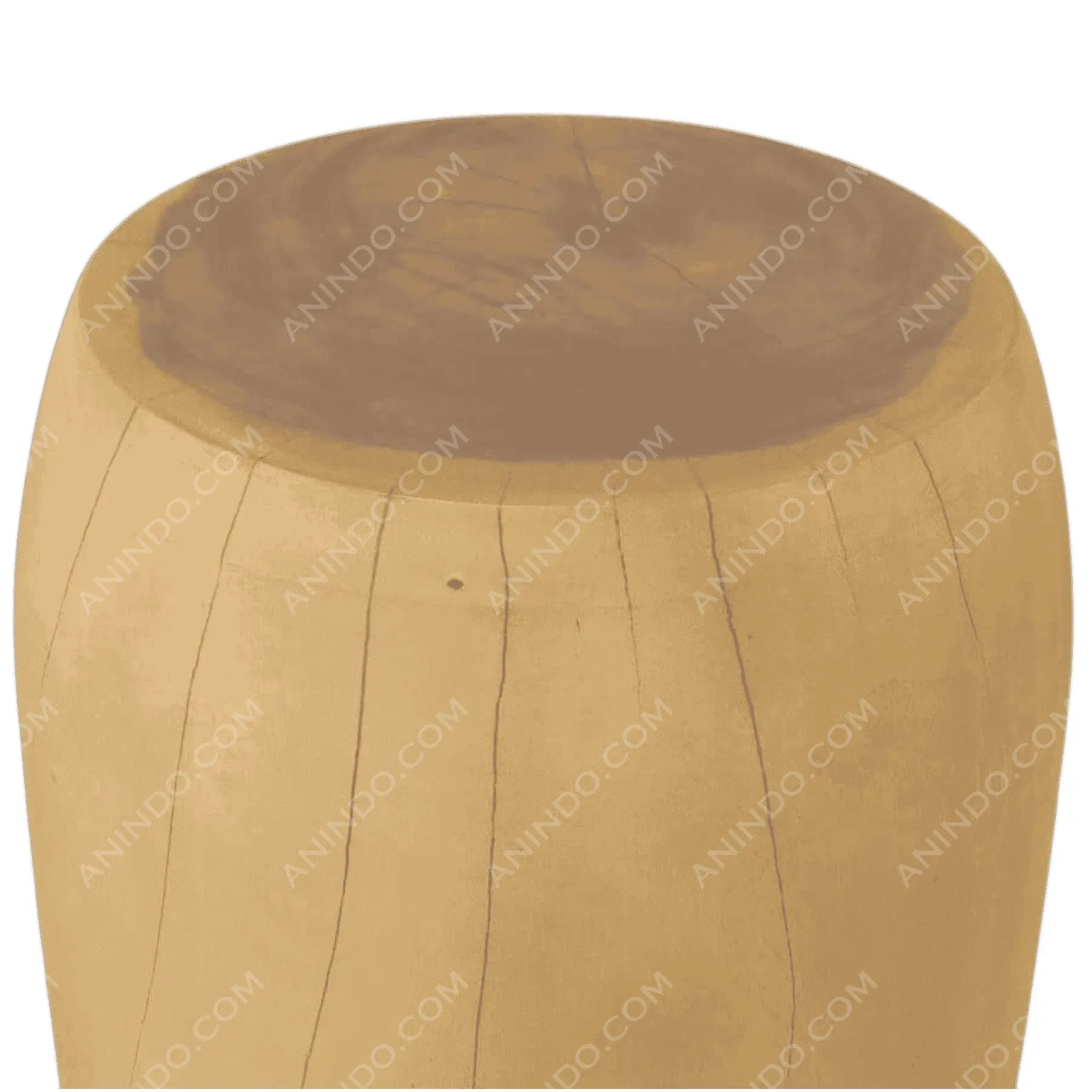 Round wooden stool with natural finish