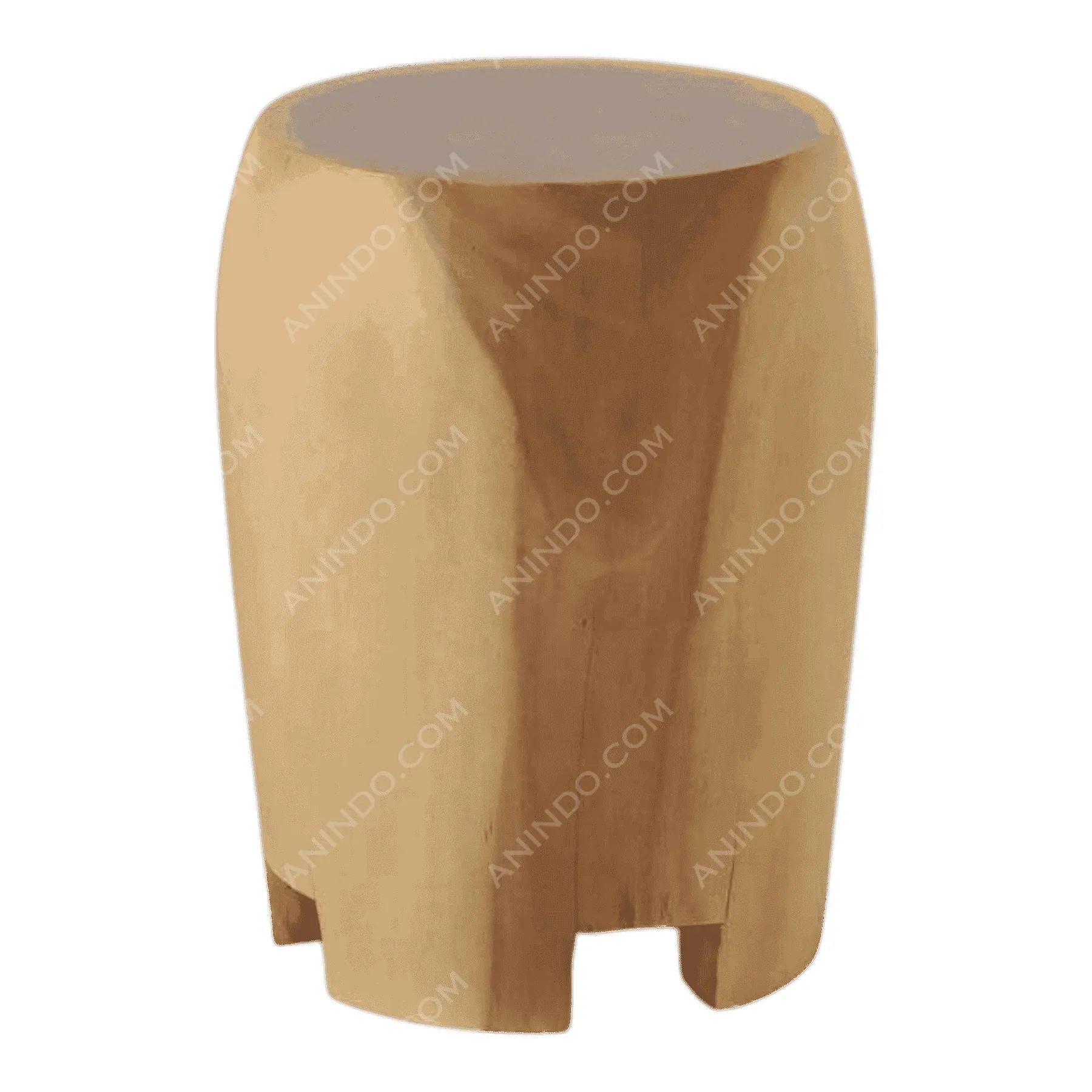 Round wooden stool with smooth finish