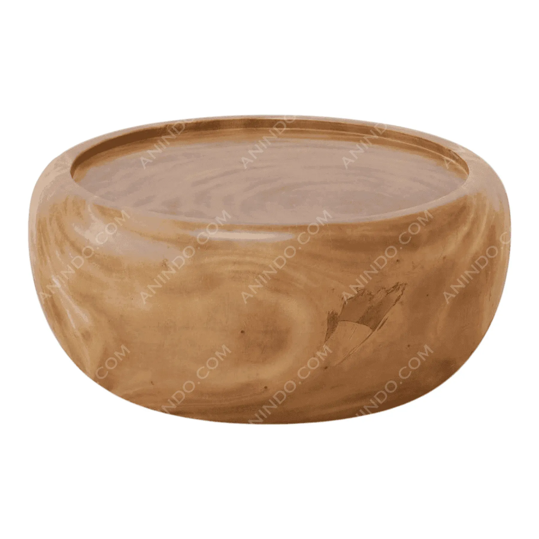 Round wooden coffee table with smooth finish