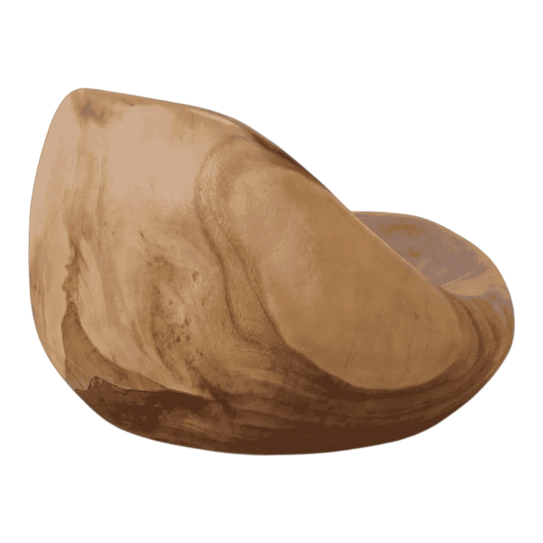Natural wood sculpted chair with smooth finish