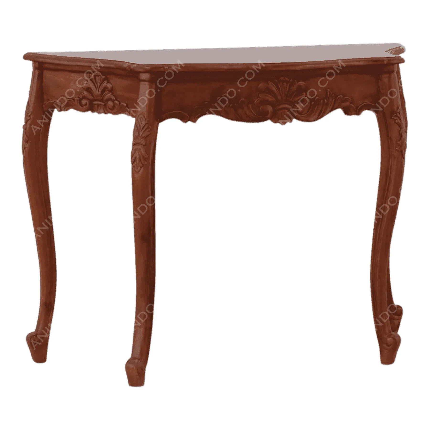 Wooden carved corner table with curved legs