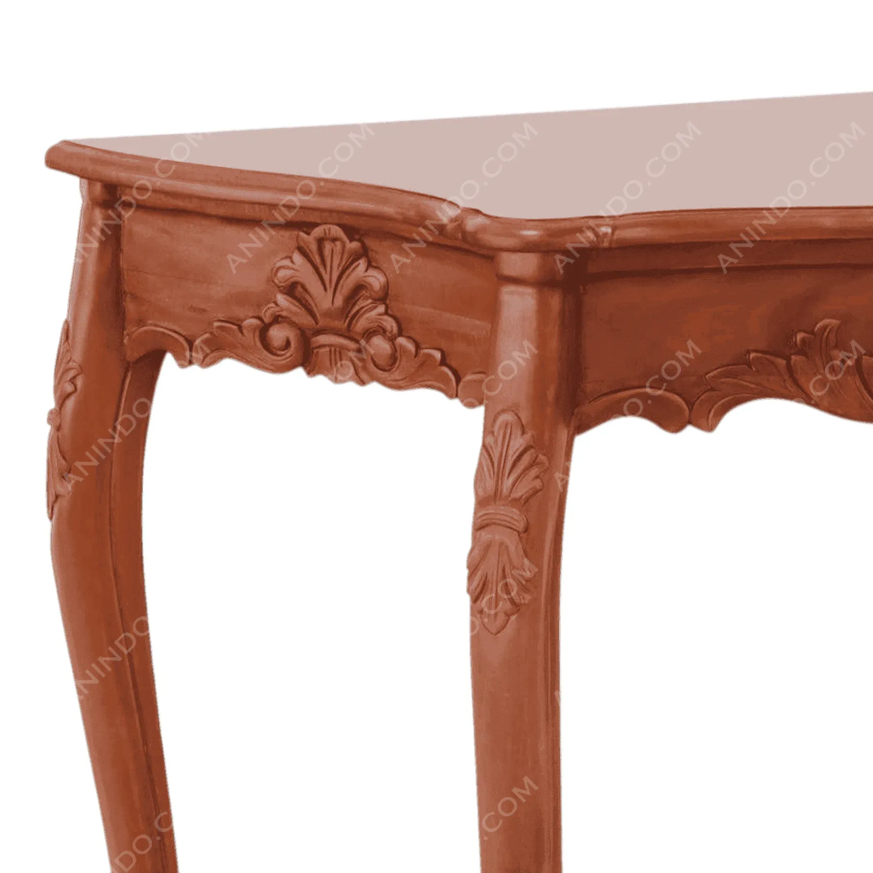 Ornate wooden table with carved floral details