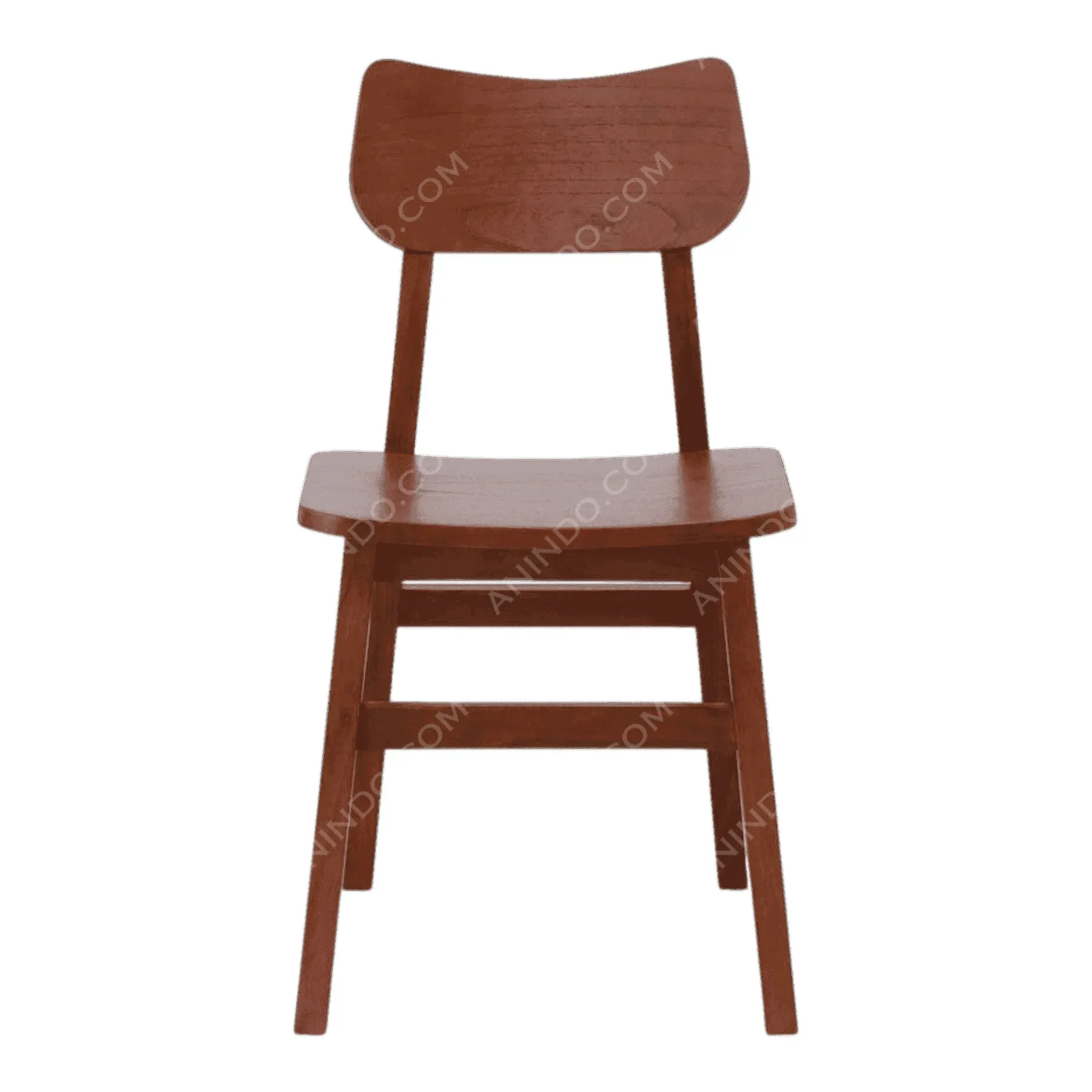 Wooden dining chair with curved backrest