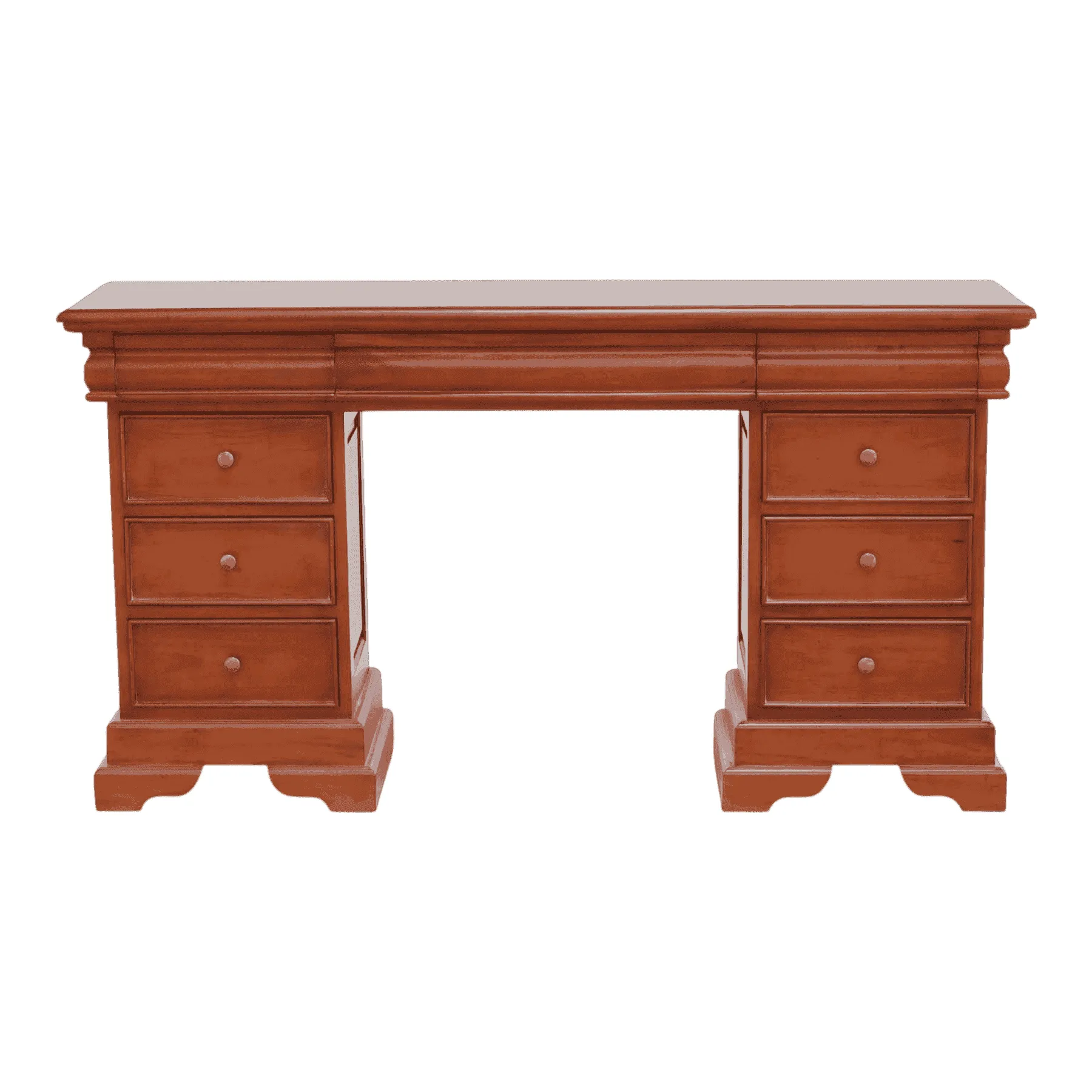 Classic wooden office desk with six drawers