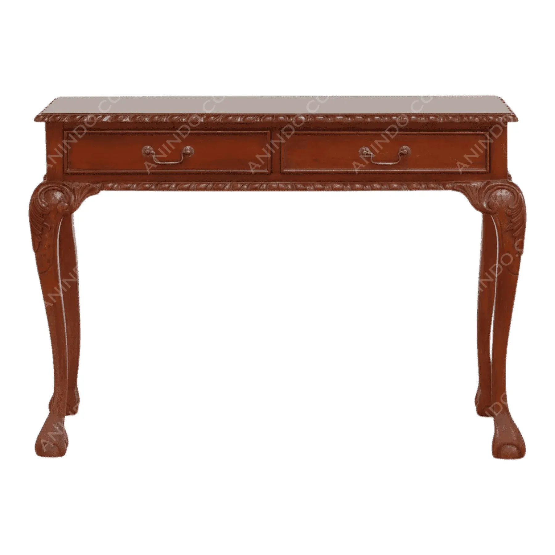 Vintage wooden console table with two drawers