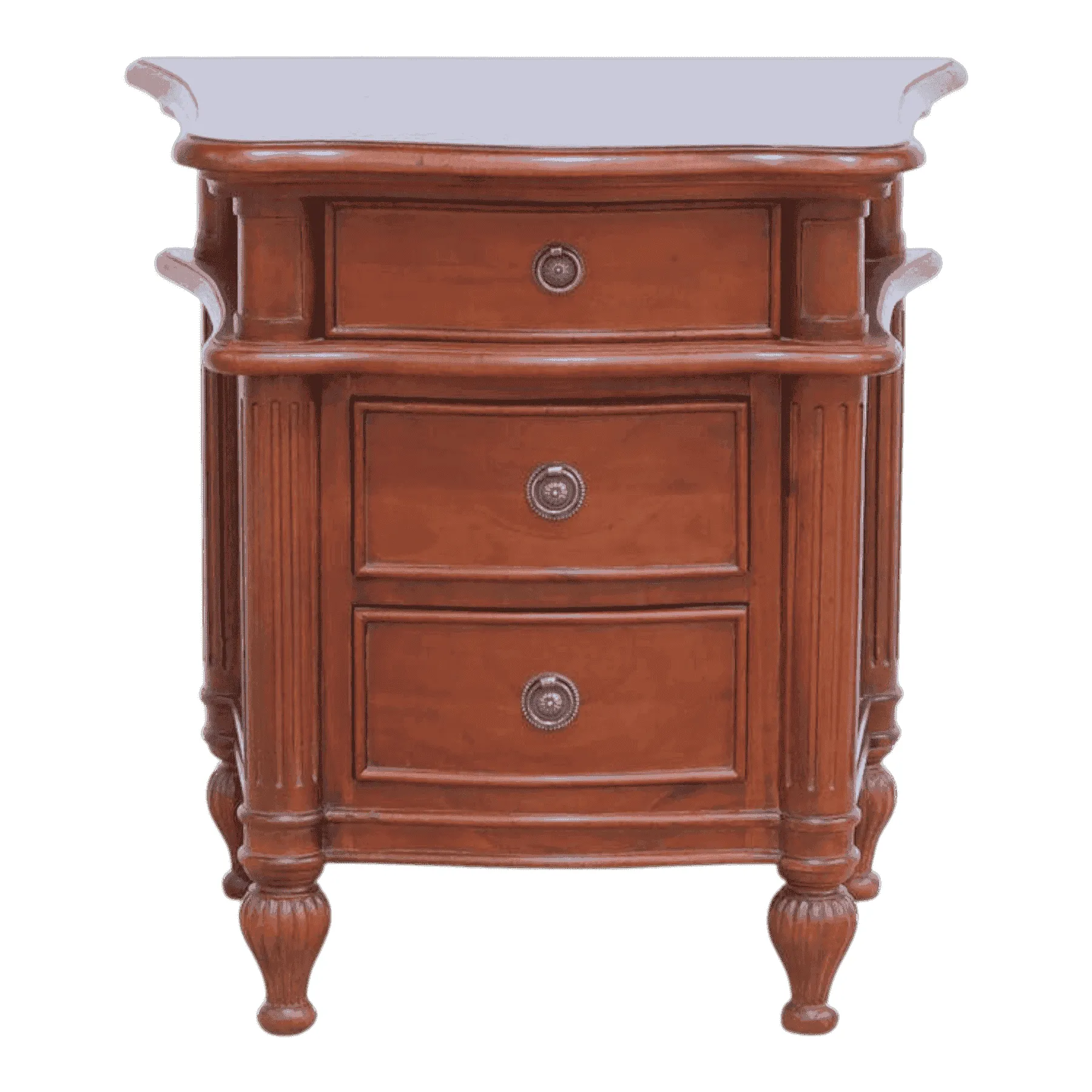 Wooden nightstand with three drawers