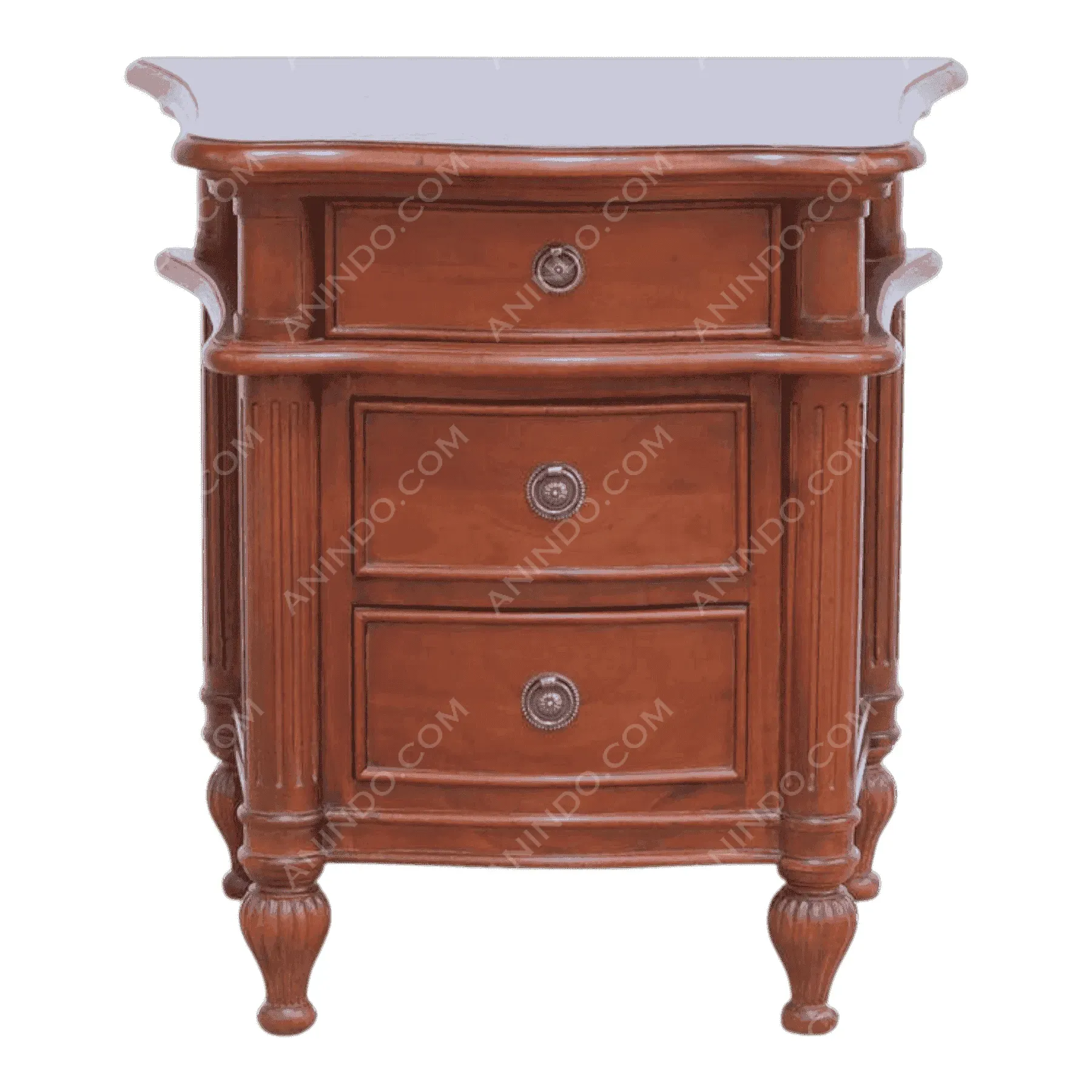 Wooden nightstand with three drawers