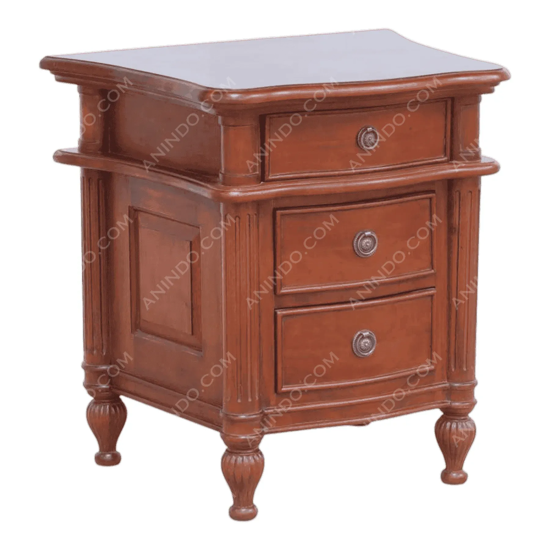 Wooden nightstand with three drawers