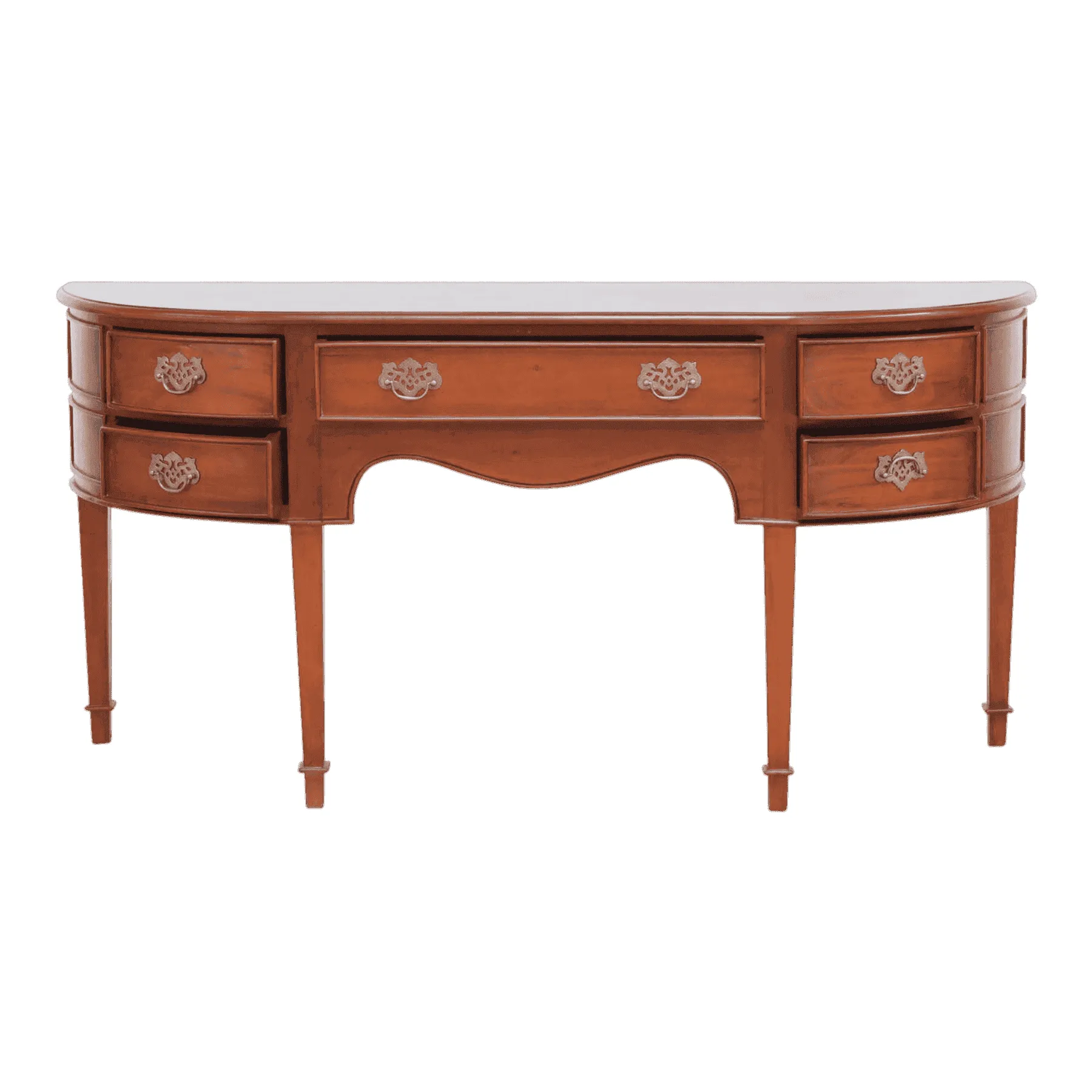 Vintage wooden console table with six drawers