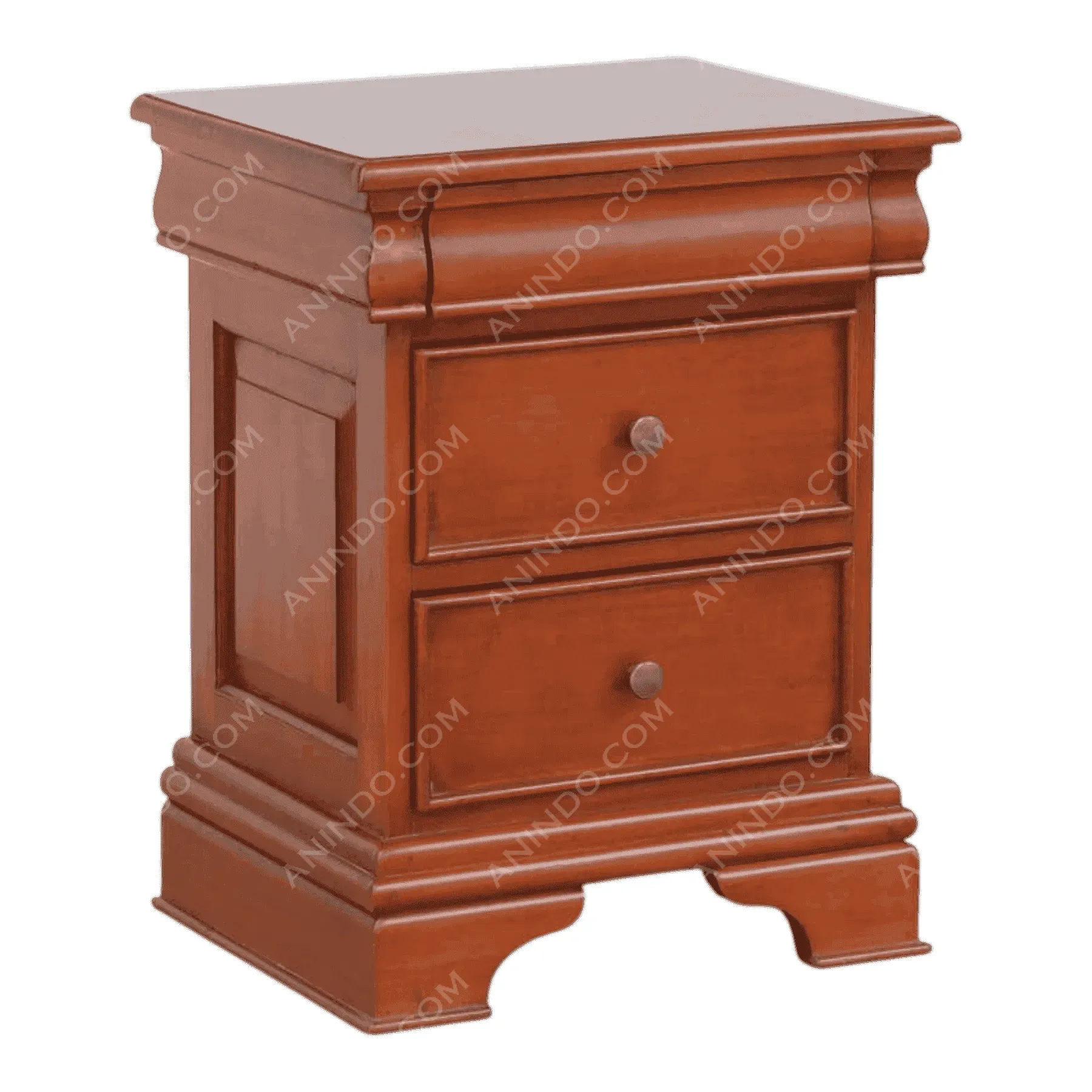 Wooden nightstand with two drawers