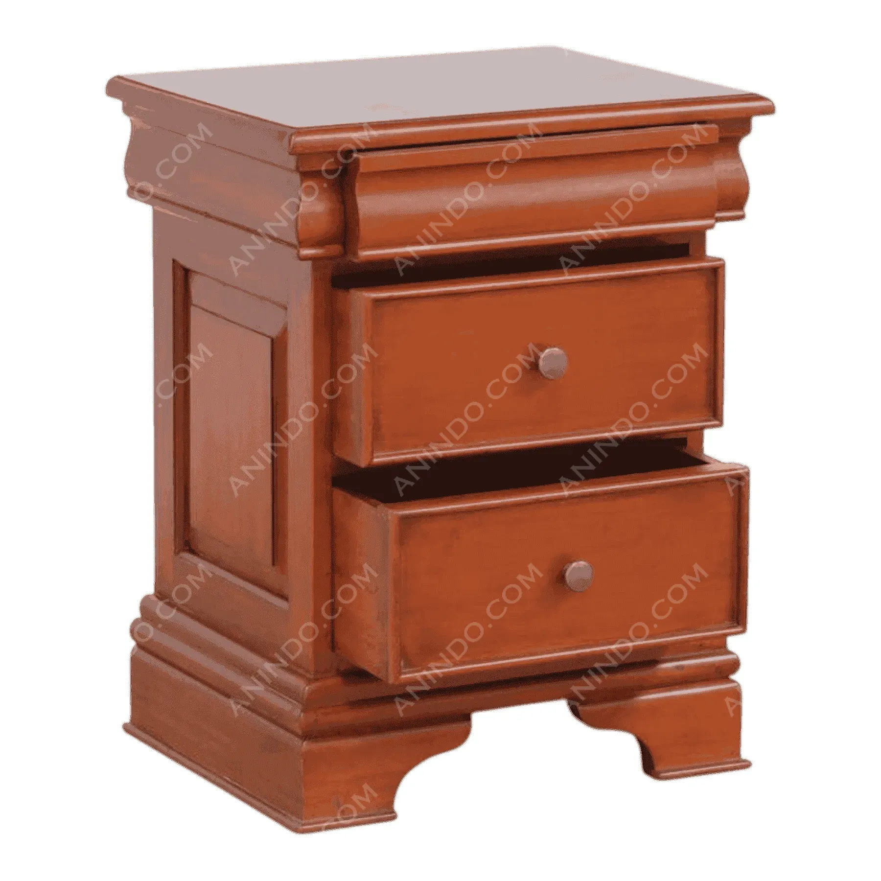 Wooden nightstand with two drawers