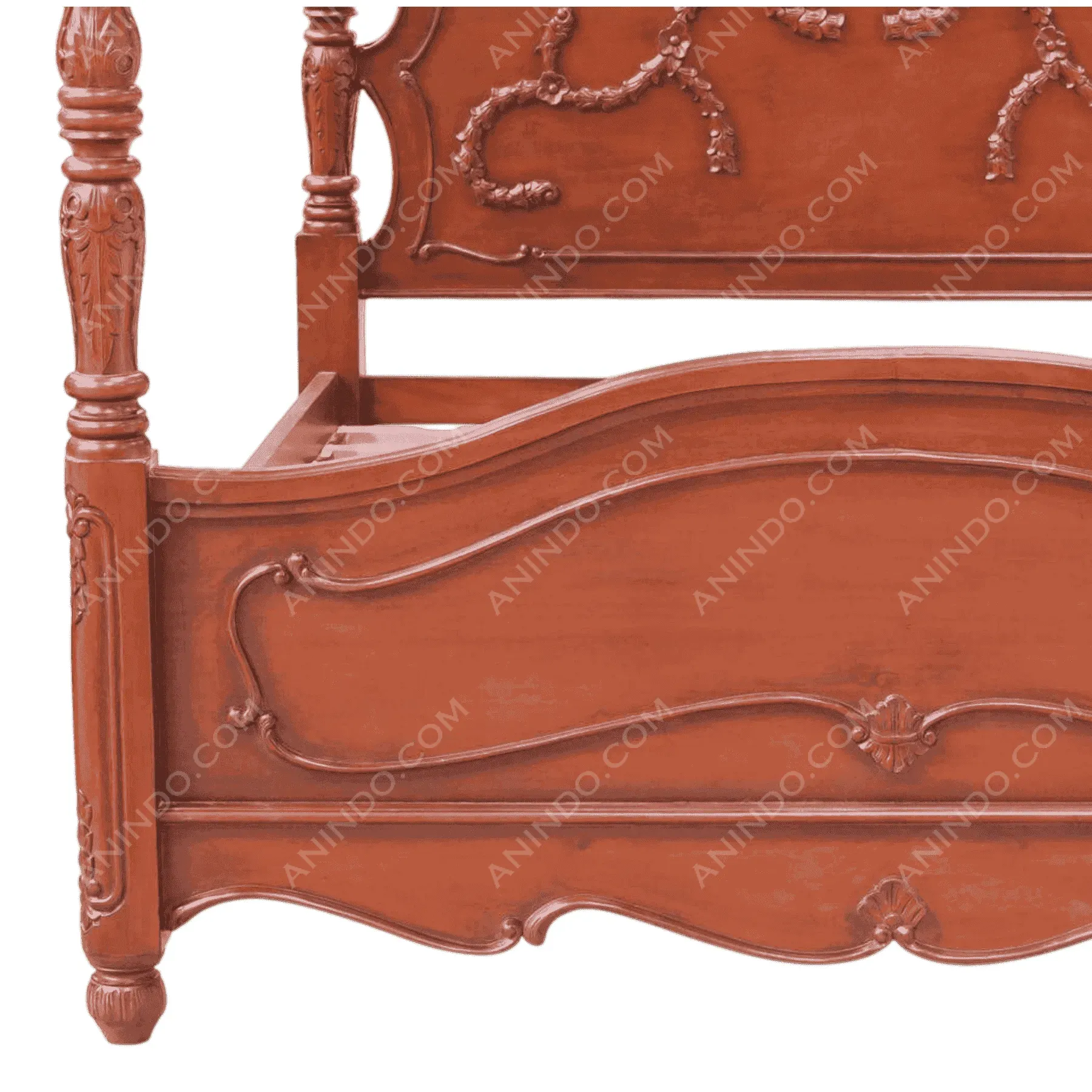 Ornate wooden bed frame with carved details
